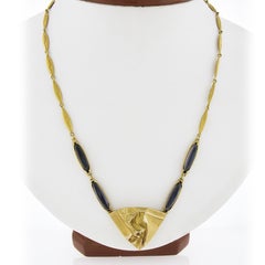 Lapponia 14k Yellow Gold Long Tanzanite / Iolite 18" Detailed Statement Necklace