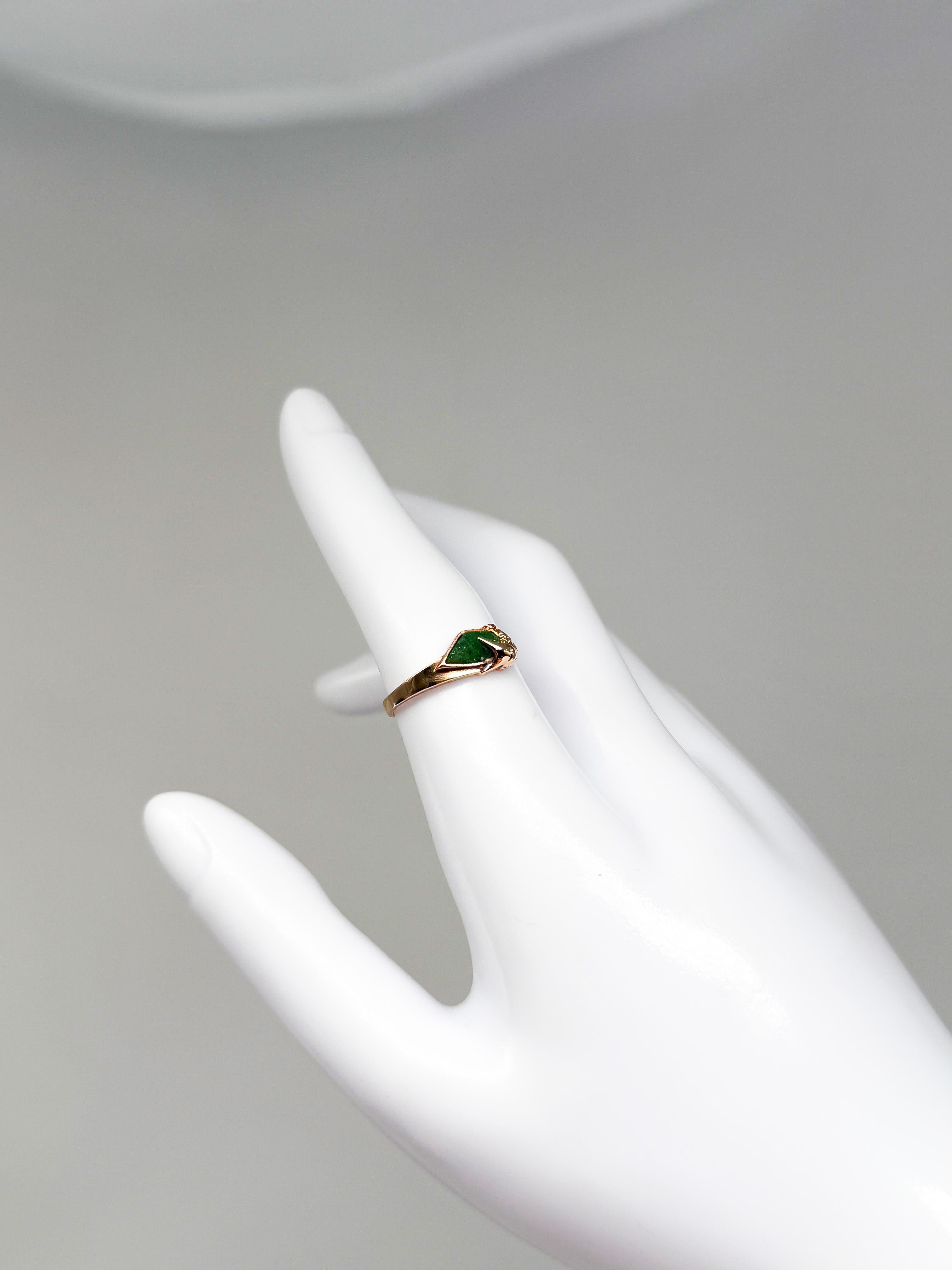 Lapponia 14K yellow gold ring with emerald in vendita 4