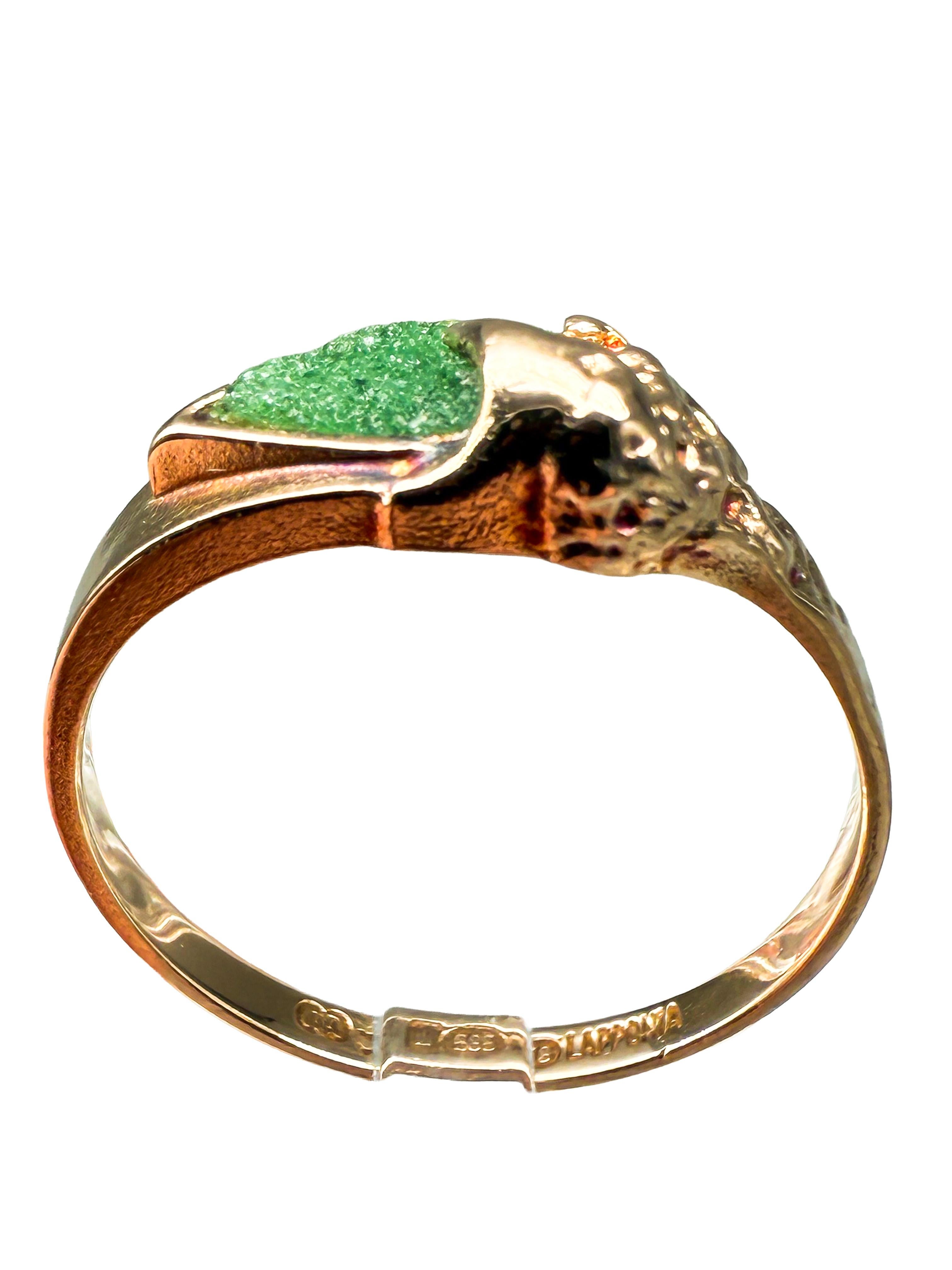 da uomo o donna Lapponia 14K yellow gold ring with emerald in vendita