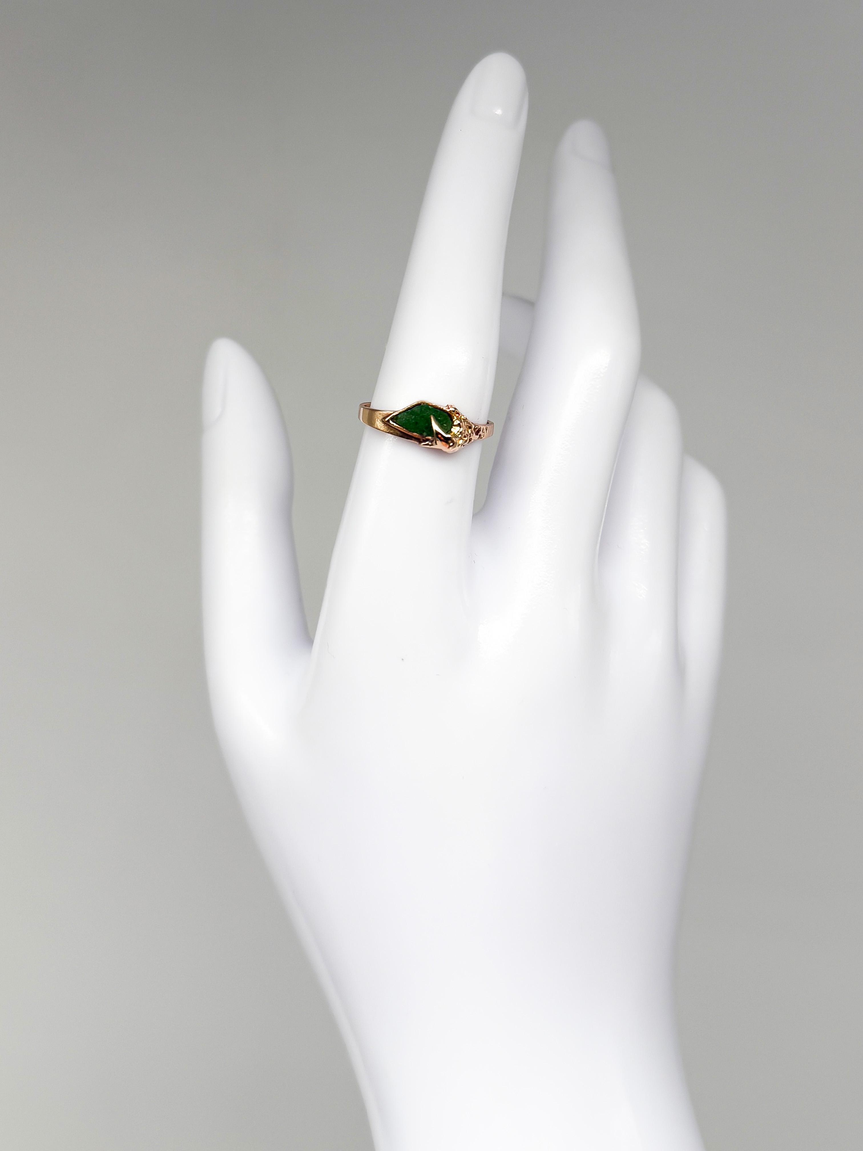Lapponia 14K yellow gold ring with emerald in vendita 1