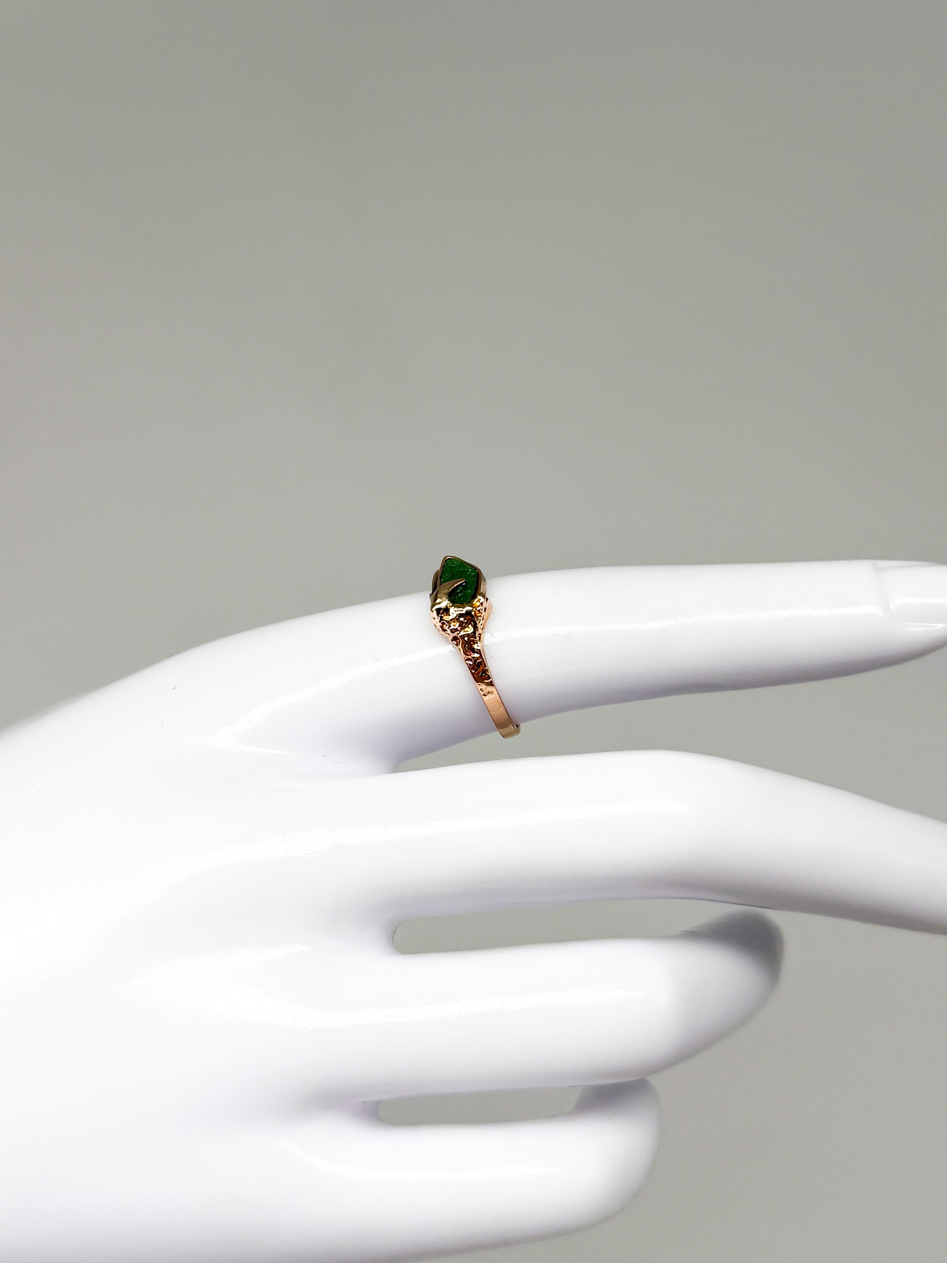 Lapponia 14K yellow gold ring with emerald in vendita 2