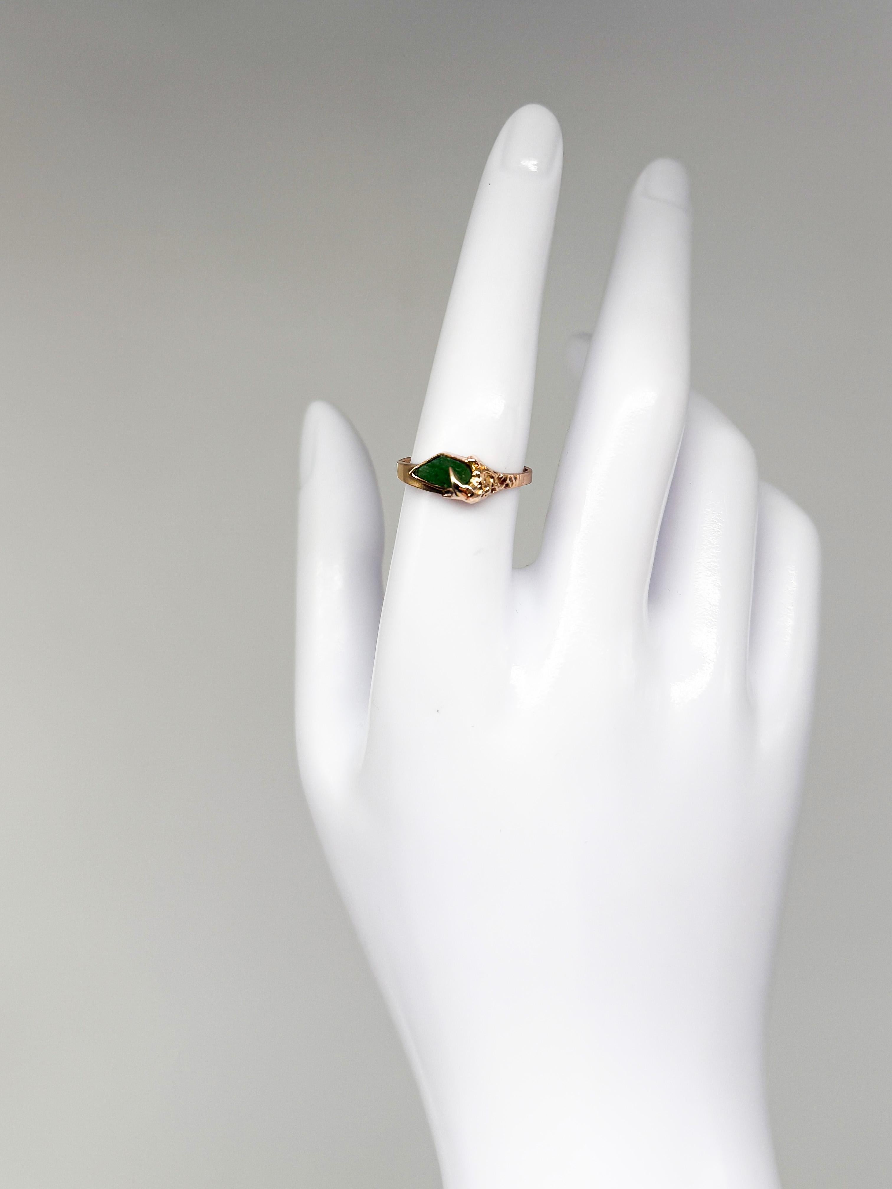 Lapponia 14K yellow gold ring with emerald in vendita 3
