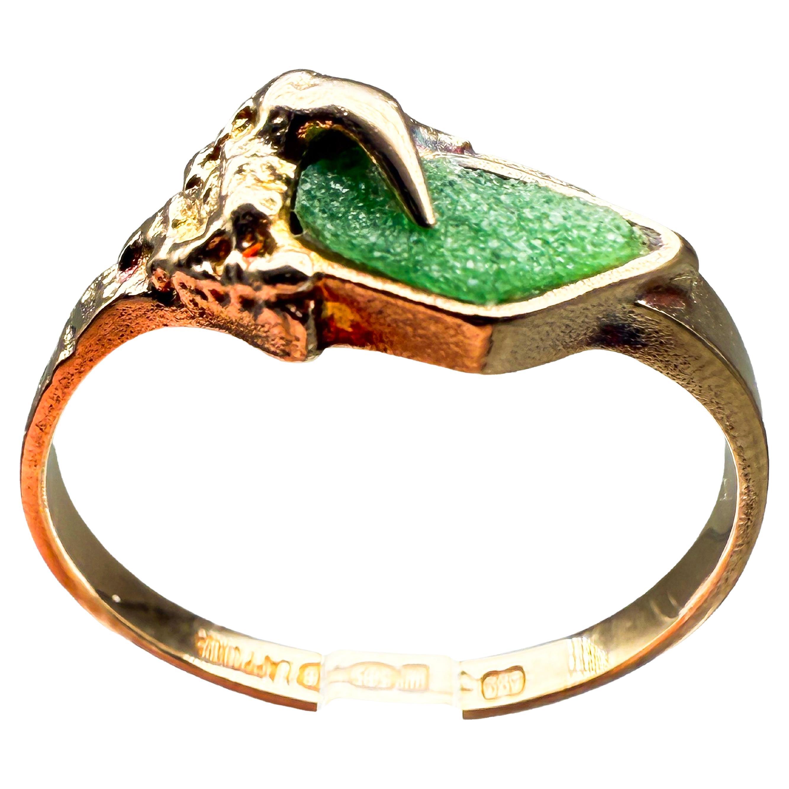 Lapponia 14K yellow gold ring with emerald in vendita