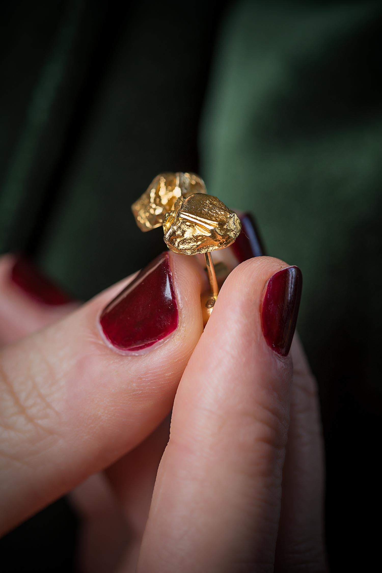18k gold nugget earrings