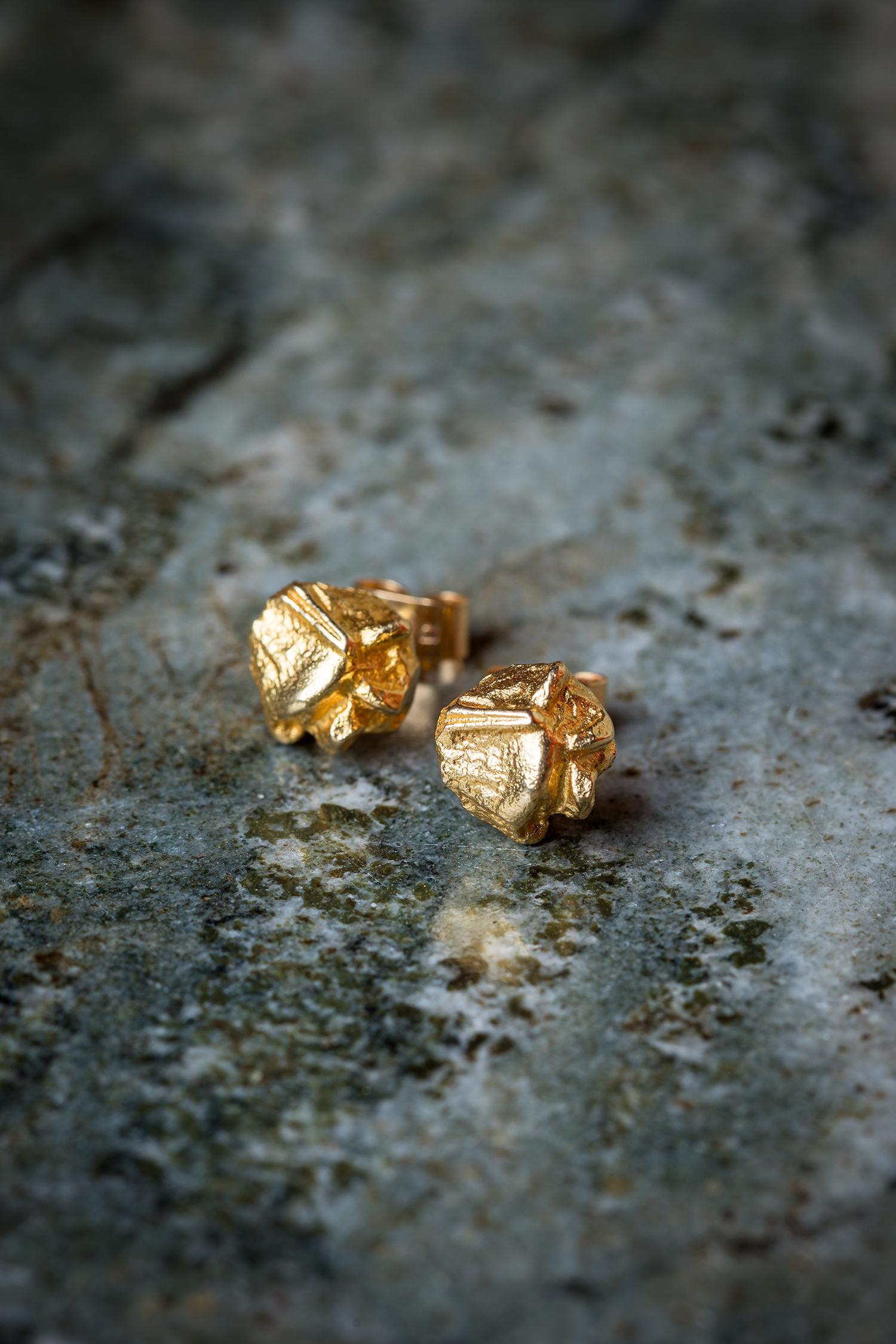 Modern Lapponia 18 Karat Gold “Nugget” Earrings Designed by Björn Weckström