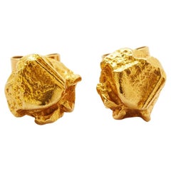 Lapponia 18 Karat Gold “Nugget” Earrings Designed by Björn Weckström