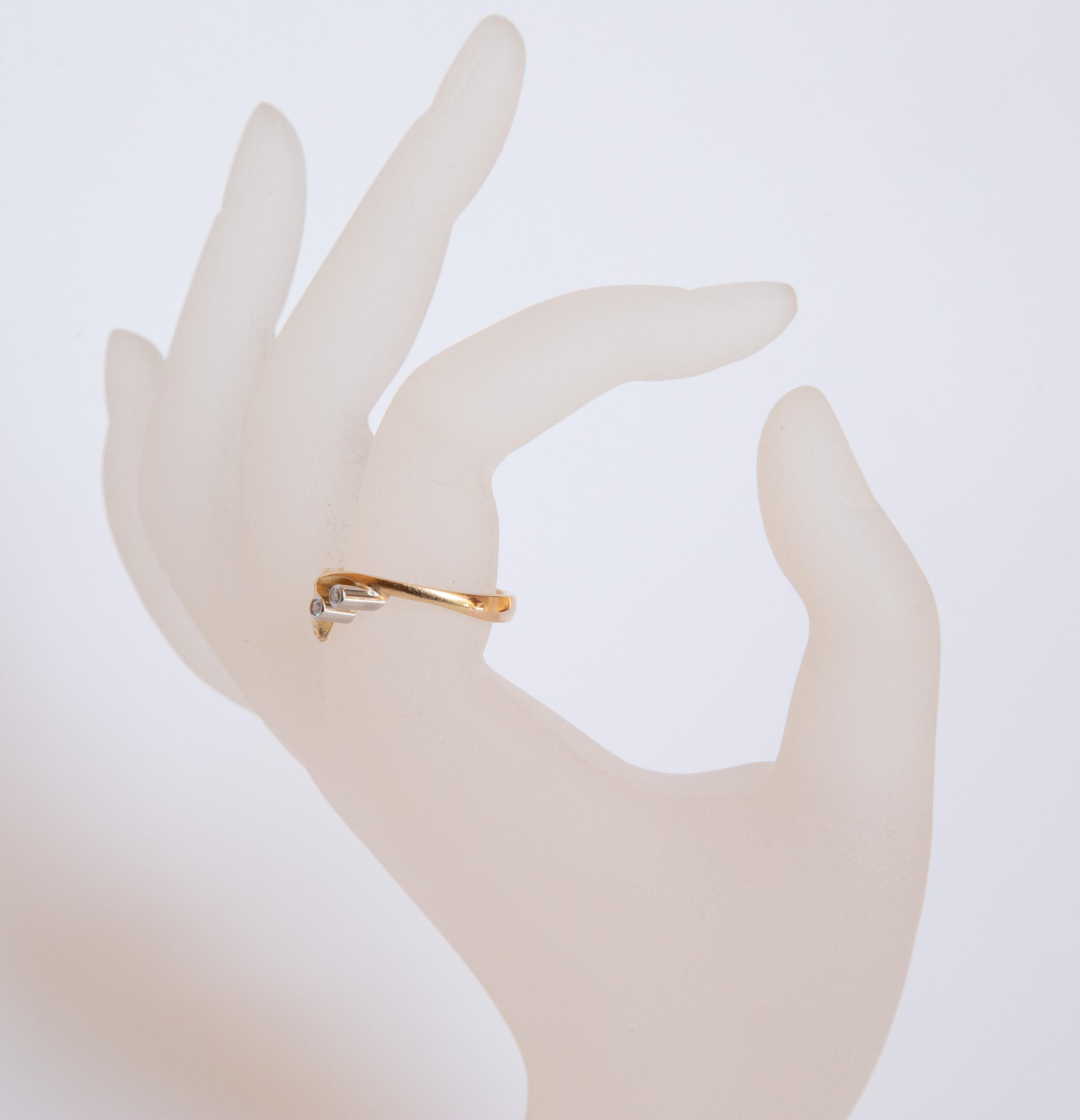 Lapponia, bague en or jaune 18 carats avec diamants en vente 8