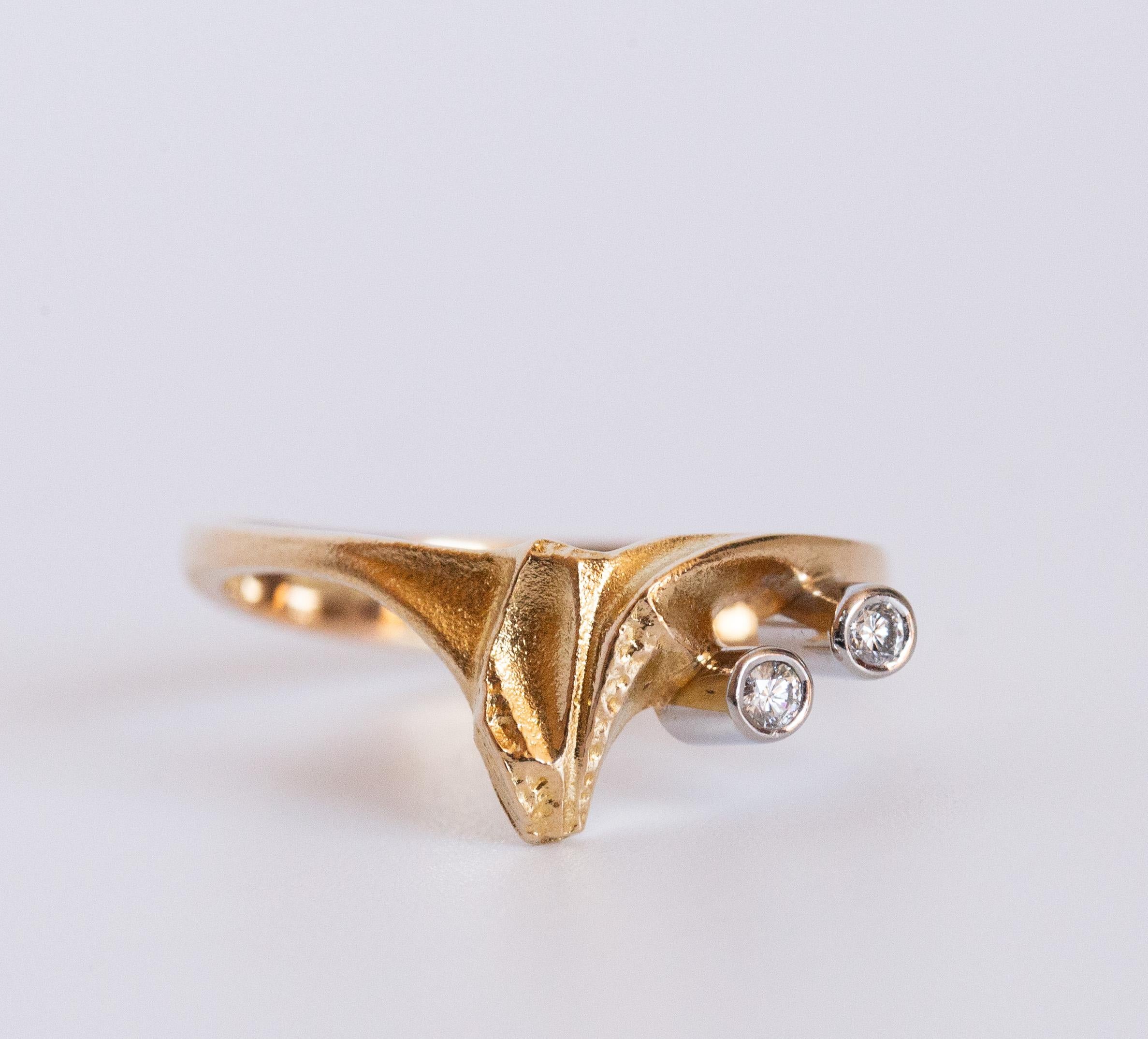 Moderniste Lapponia, bague en or jaune 18 carats avec diamants en vente