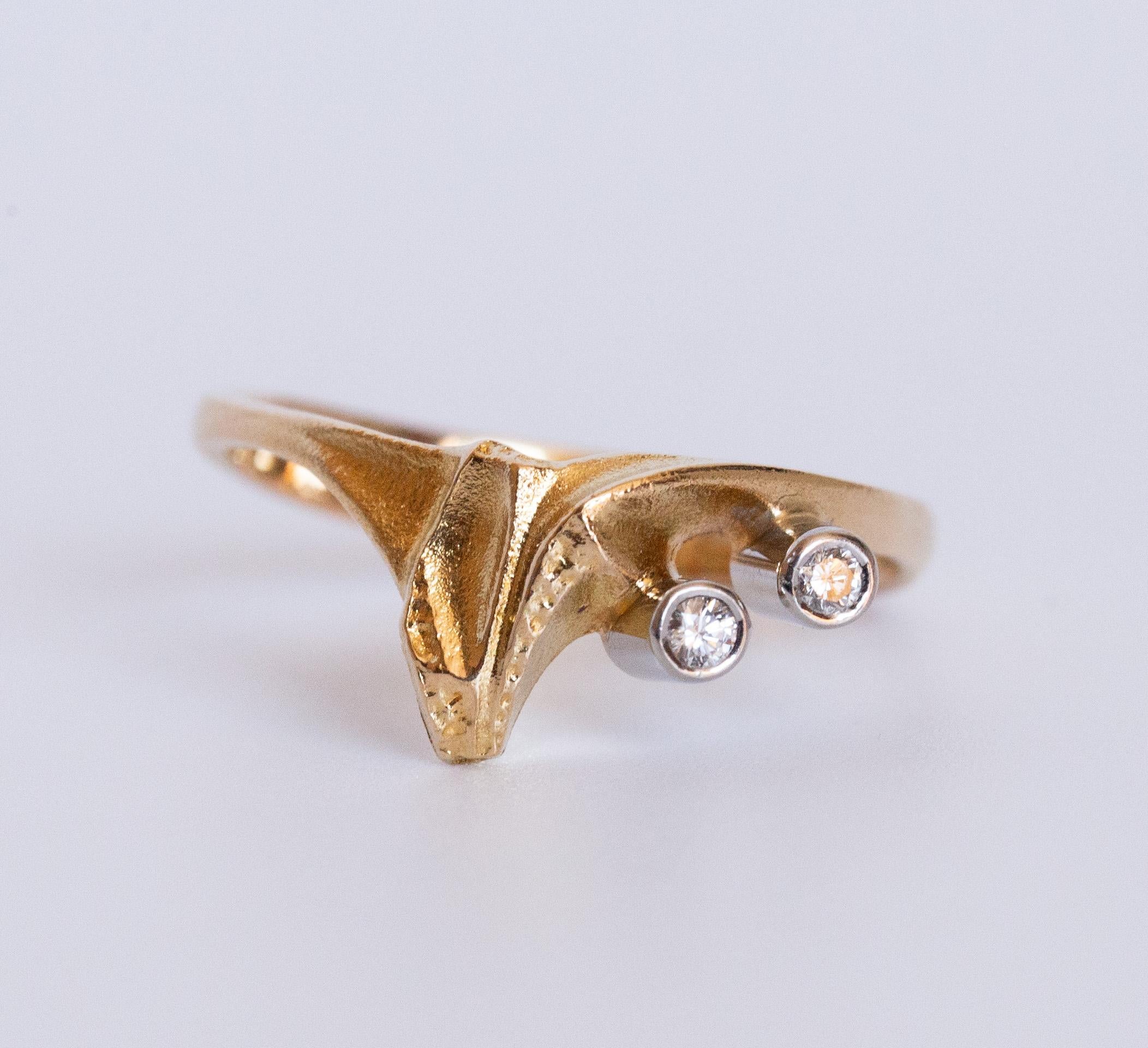 Taille brillant Lapponia, bague en or jaune 18 carats avec diamants en vente
