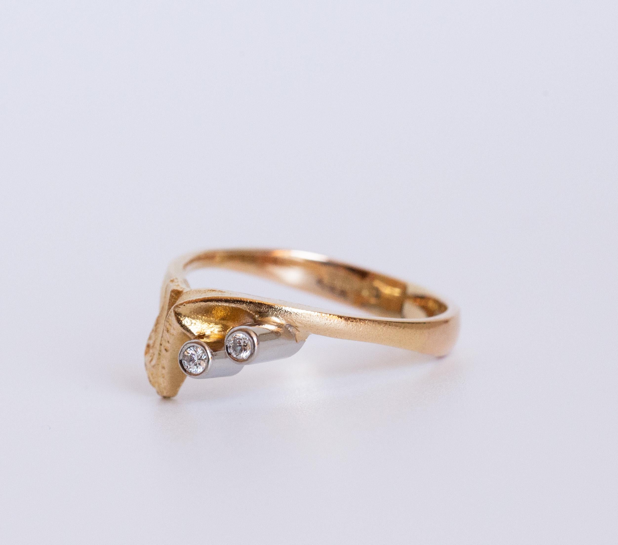 Lapponia, bague en or jaune 18 carats avec diamants Excellent état - En vente à Arnhem, NL
