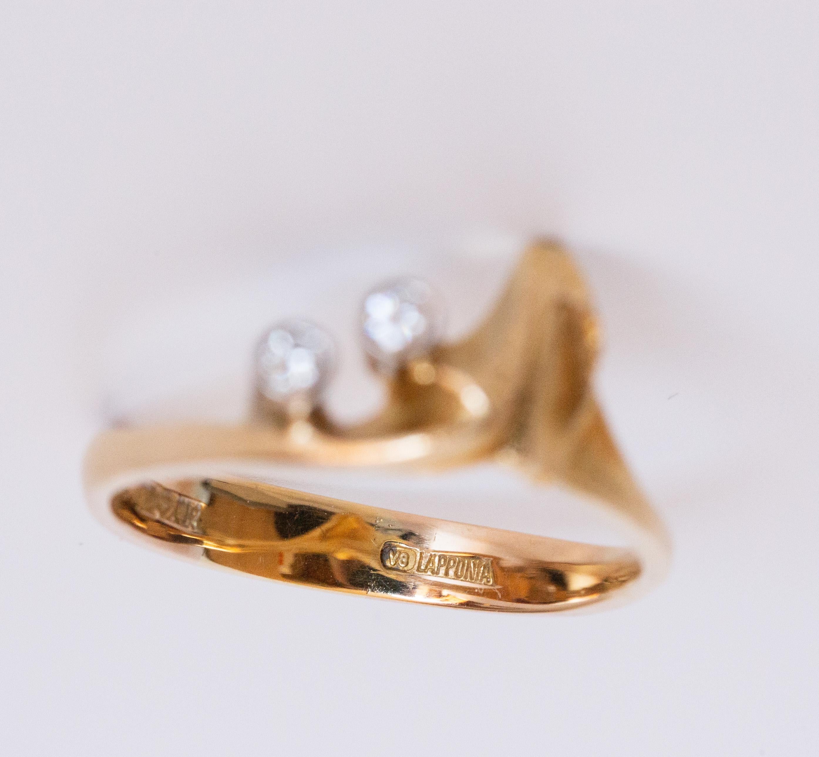 Lapponia, bague en or jaune 18 carats avec diamants en vente 1