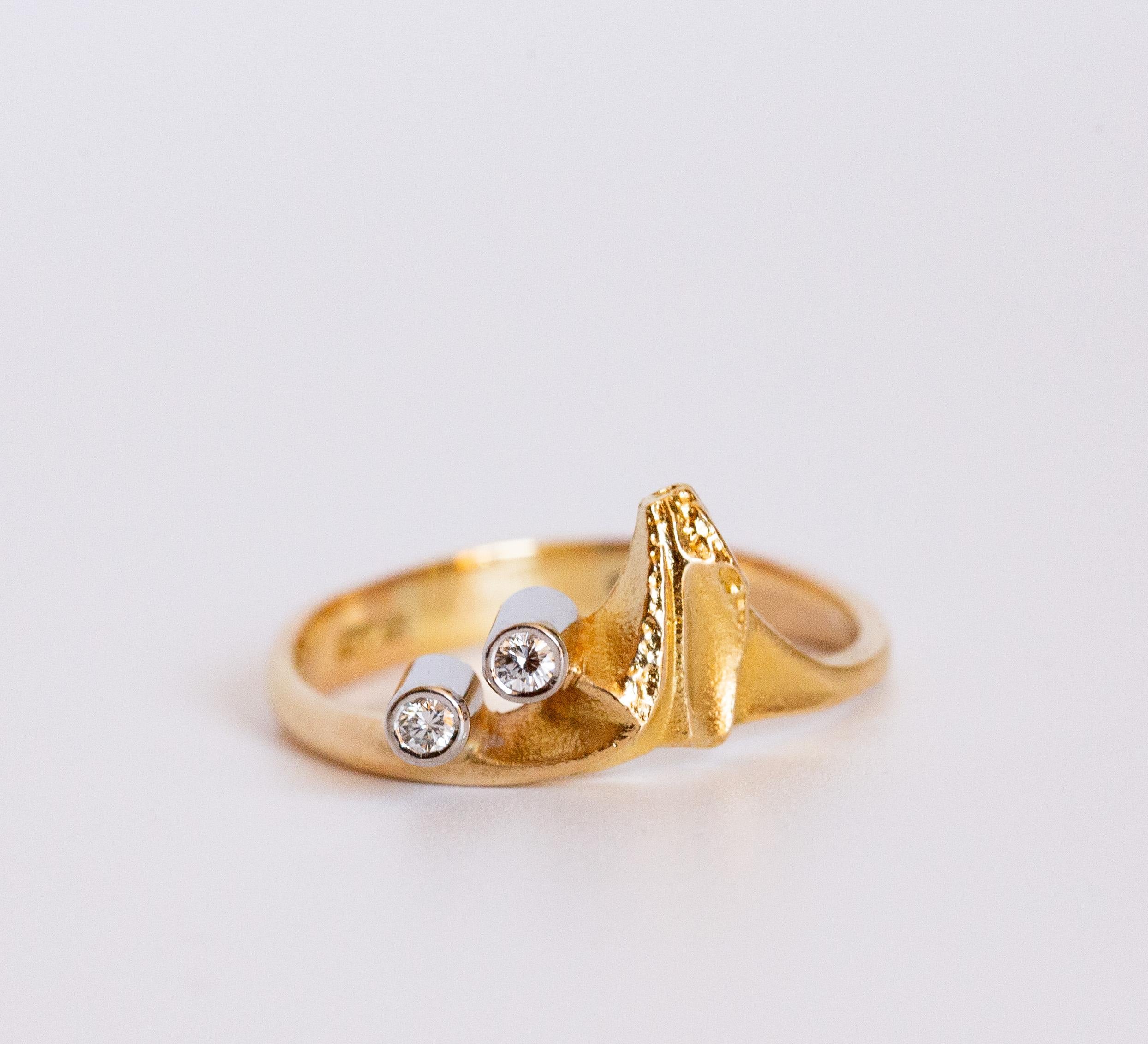 Lapponia, bague en or jaune 18 carats avec diamants en vente 3