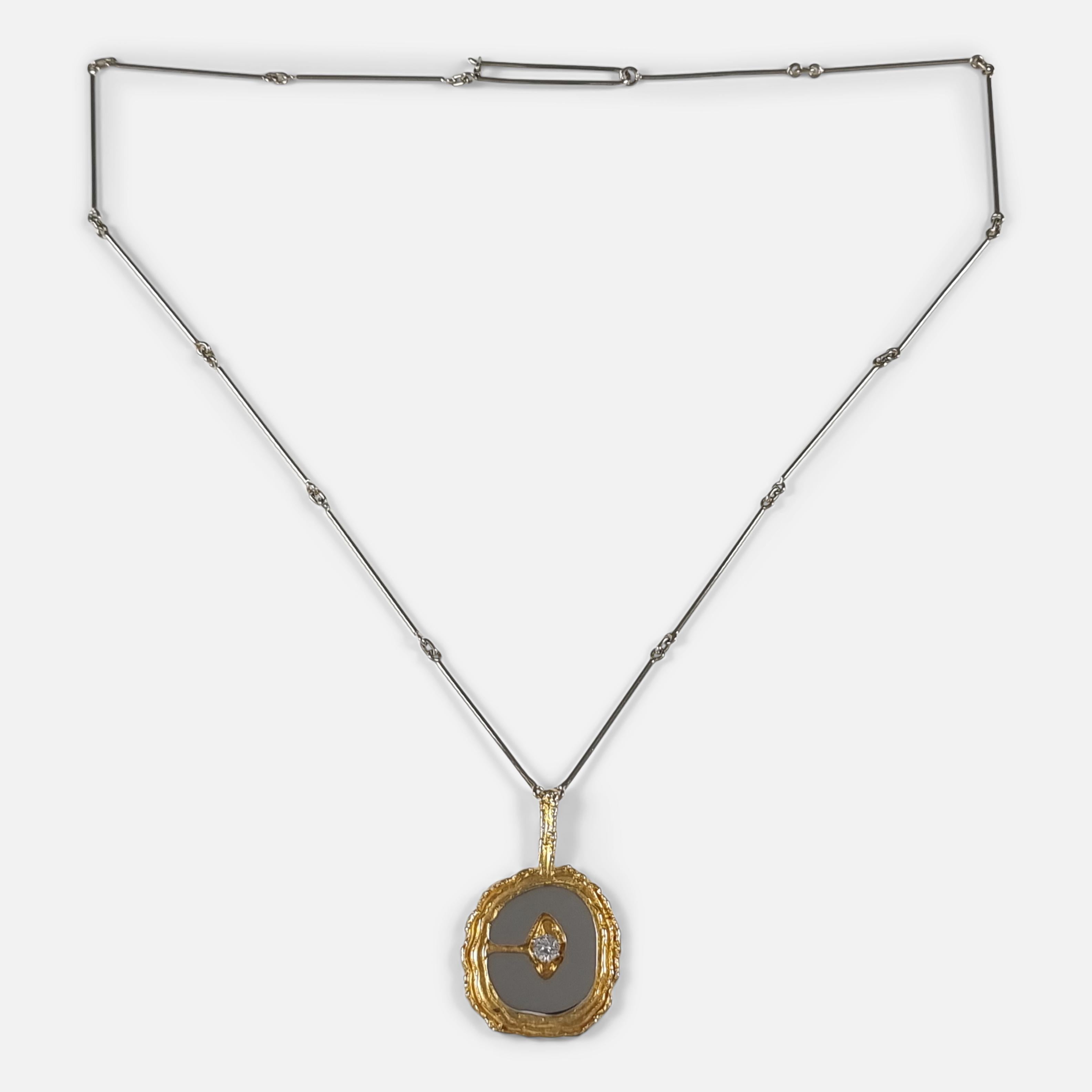 Lapponia Collier pendentif Legato en or 18 carats et diamants, 1977 en vente 5