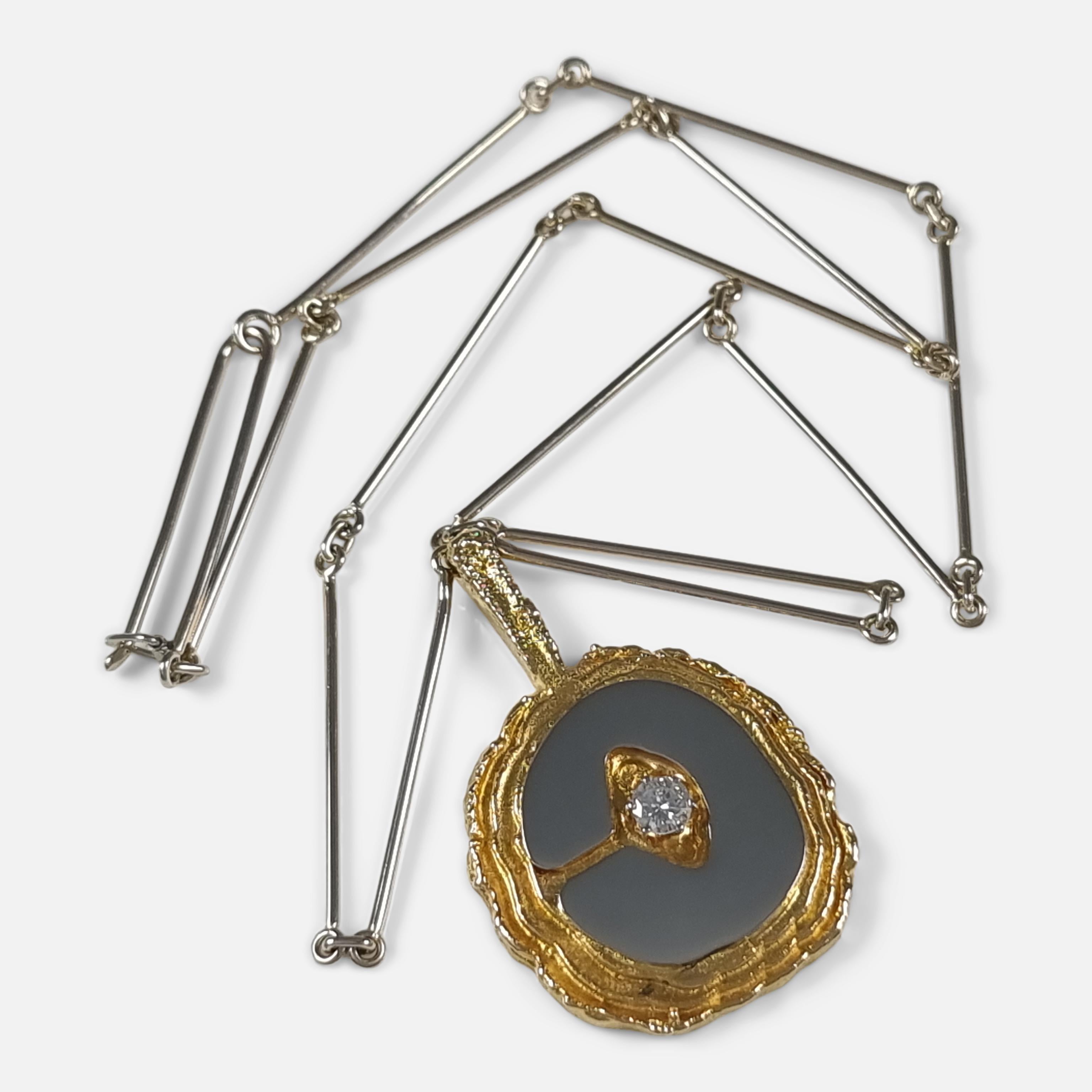 Taille brillant Lapponia Collier pendentif Legato en or 18 carats et diamants, 1977 en vente