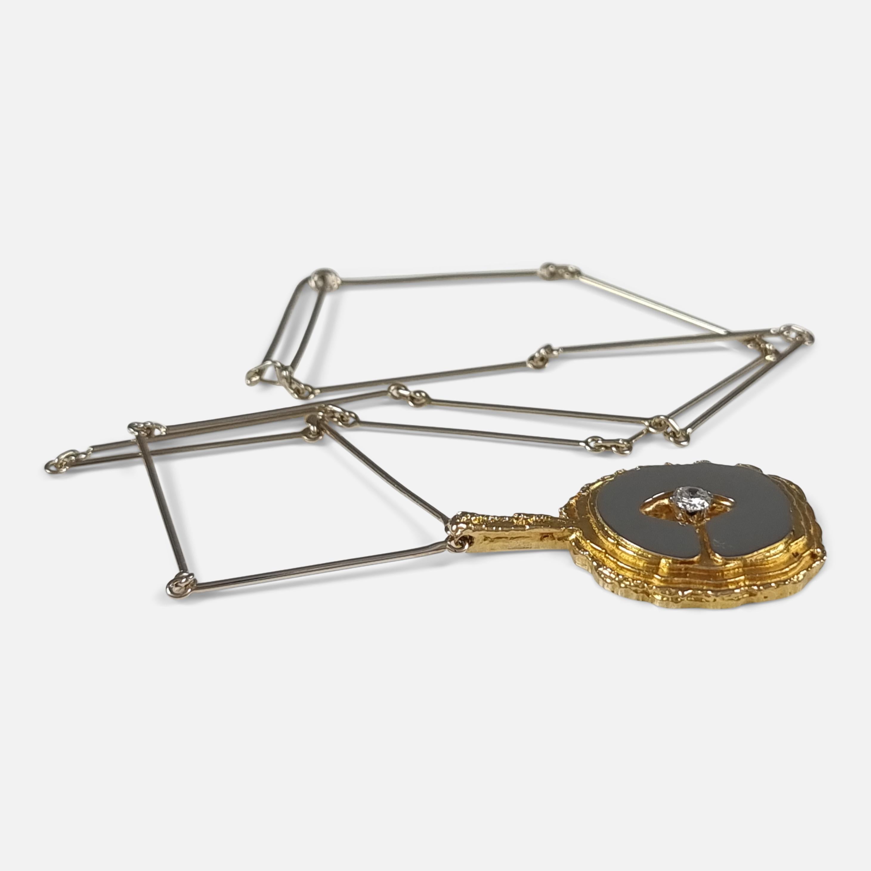 Lapponia Collier pendentif Legato en or 18 carats et diamants, 1977 Bon état - En vente à Glasgow, GB