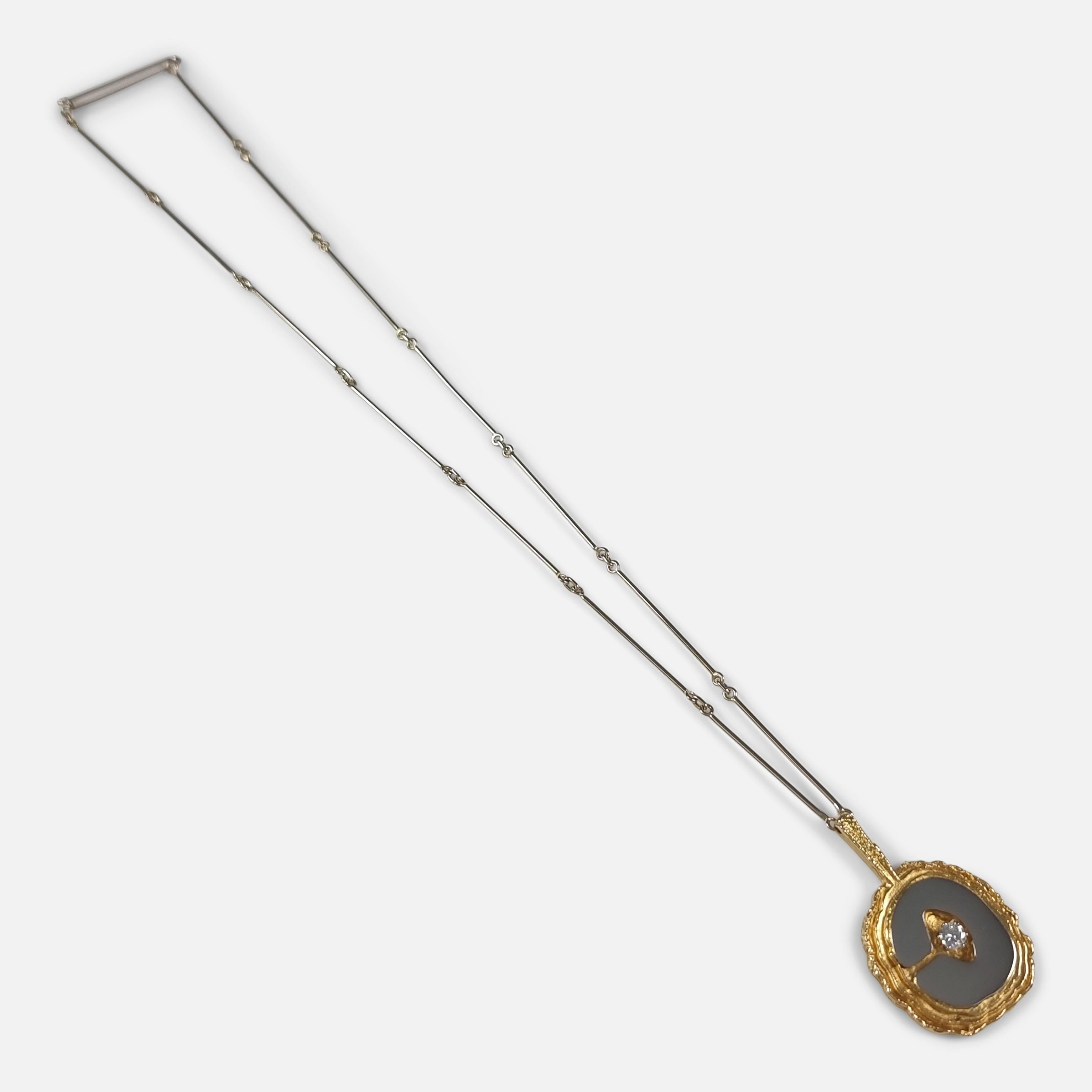 Lapponia Collier pendentif Legato en or 18 carats et diamants, 1977 en vente 2