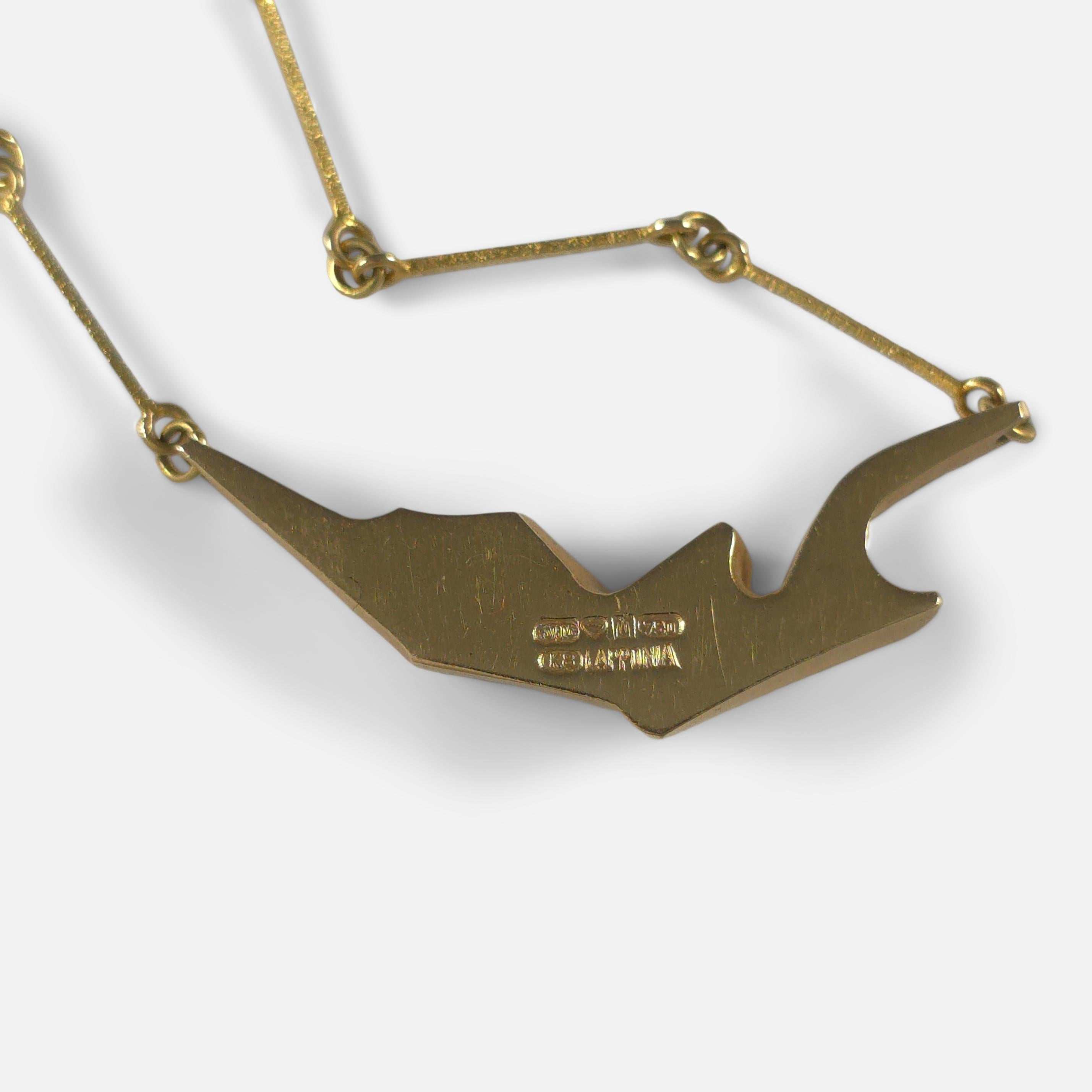 Lapponia 18ct Gold Necklace, Björn Weckström, 1987 In Good Condition For Sale In Glasgow, GB