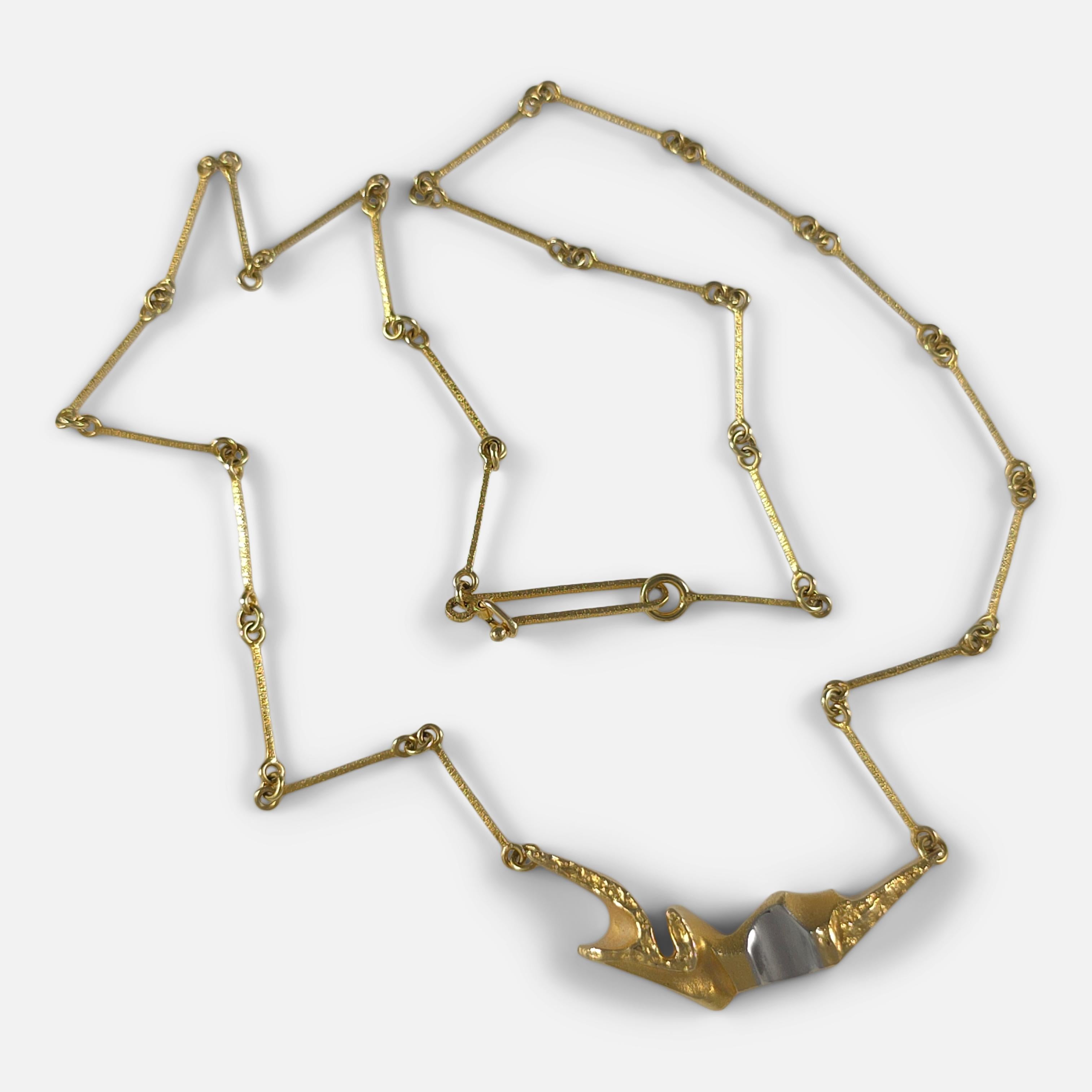 Lapponia 18ct Gold Necklace, Björn Weckström, 1987 For Sale 3