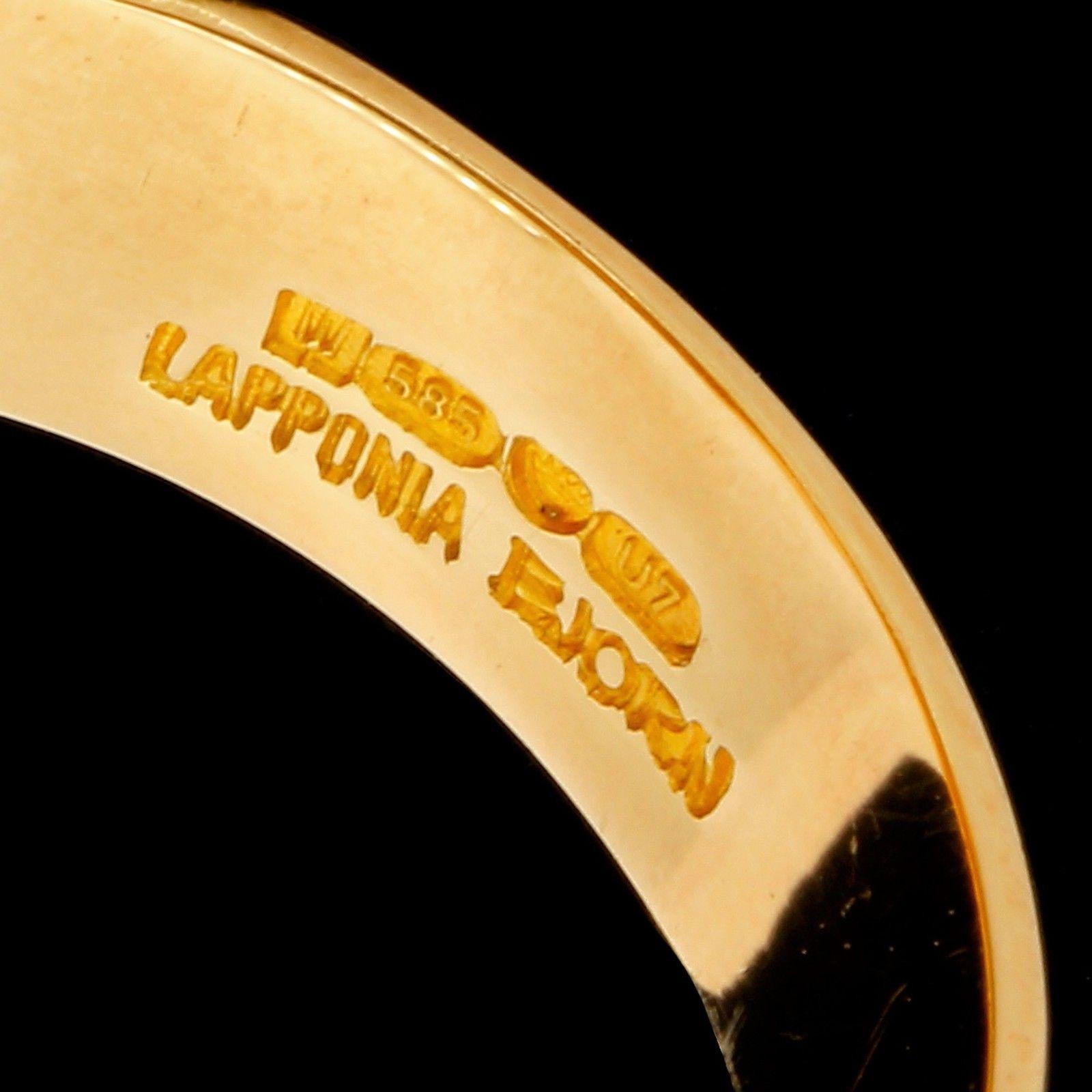 Lapponia 1973 14 Karat Gold Brutalist Green Tourmaline Ring Bjorn Weckstrom 1
