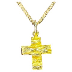 Lapponia Björn Weckström for Lapponia 14 Karat Gold Halskette Kreuz von Lappland "Lapinristi"