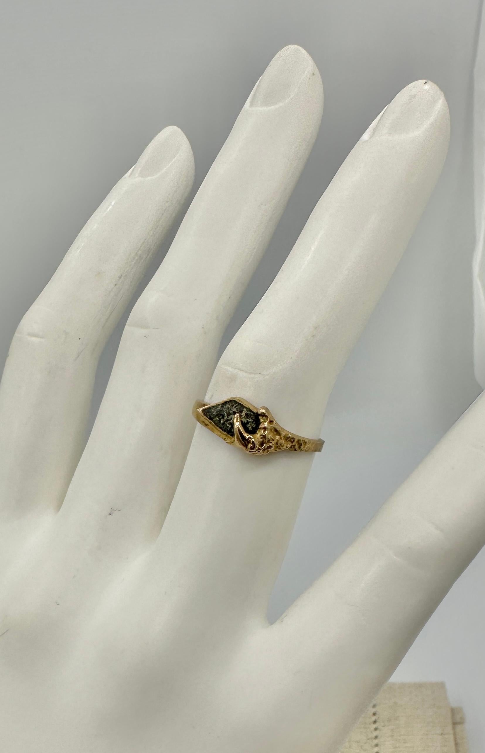 Women's or Men's Lapponia Calcite Ring 14 Karat Gold Finland Mid-Century Scandinavian Brutalist For Sale