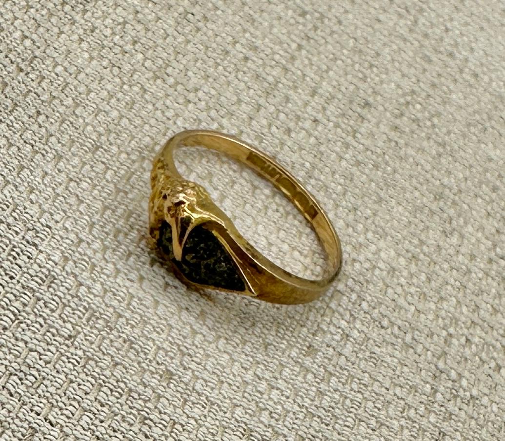 Lapponia Calcite Ring 14 Karat Gold Finland Mid-Century Scandinavian Brutalist For Sale 1