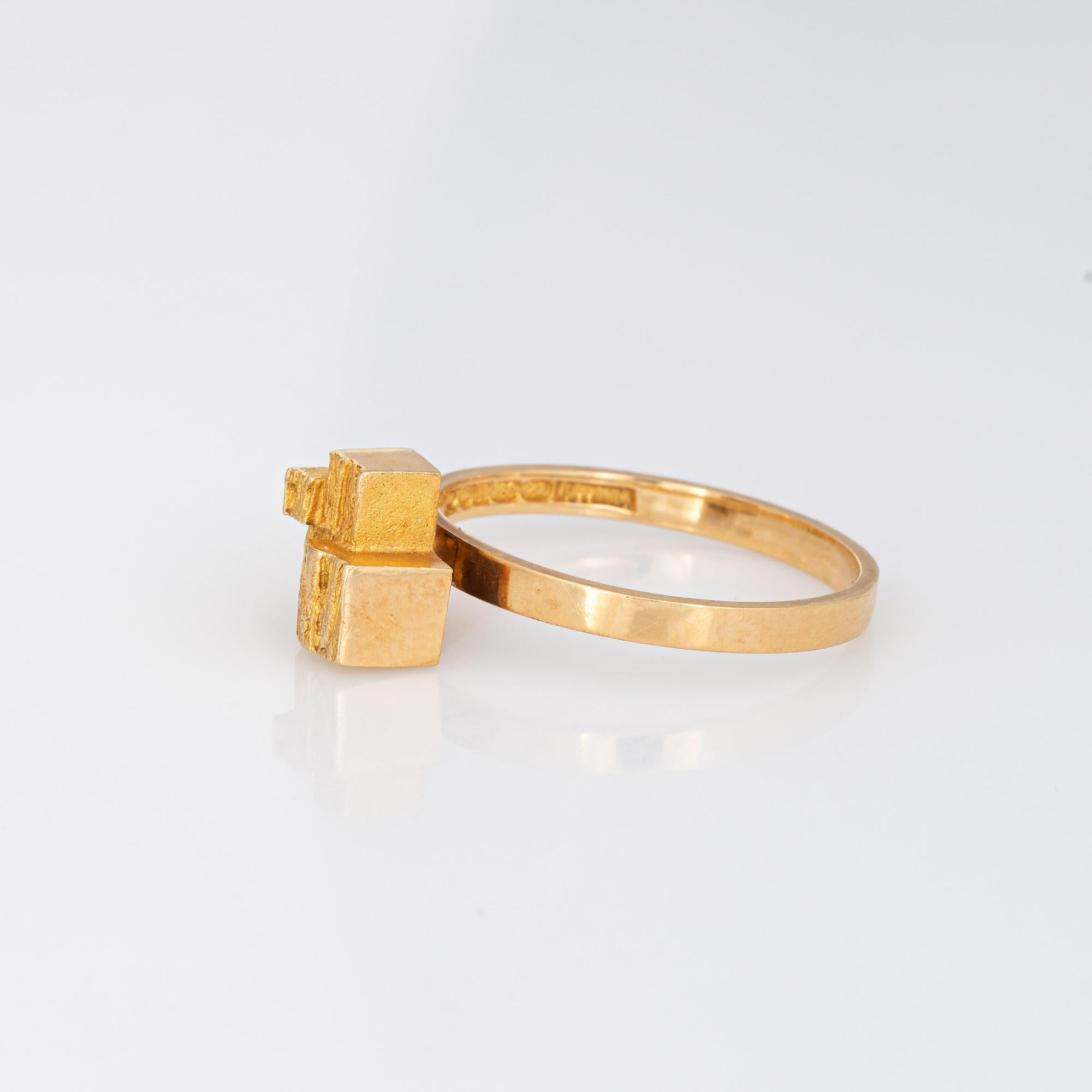 Lapponia Cube Ring Vintage 18k Yellow Gold Björn Weckström Finland Jewelry  6.25 For Sale at 1stDibs | vintage lapponia jewelry