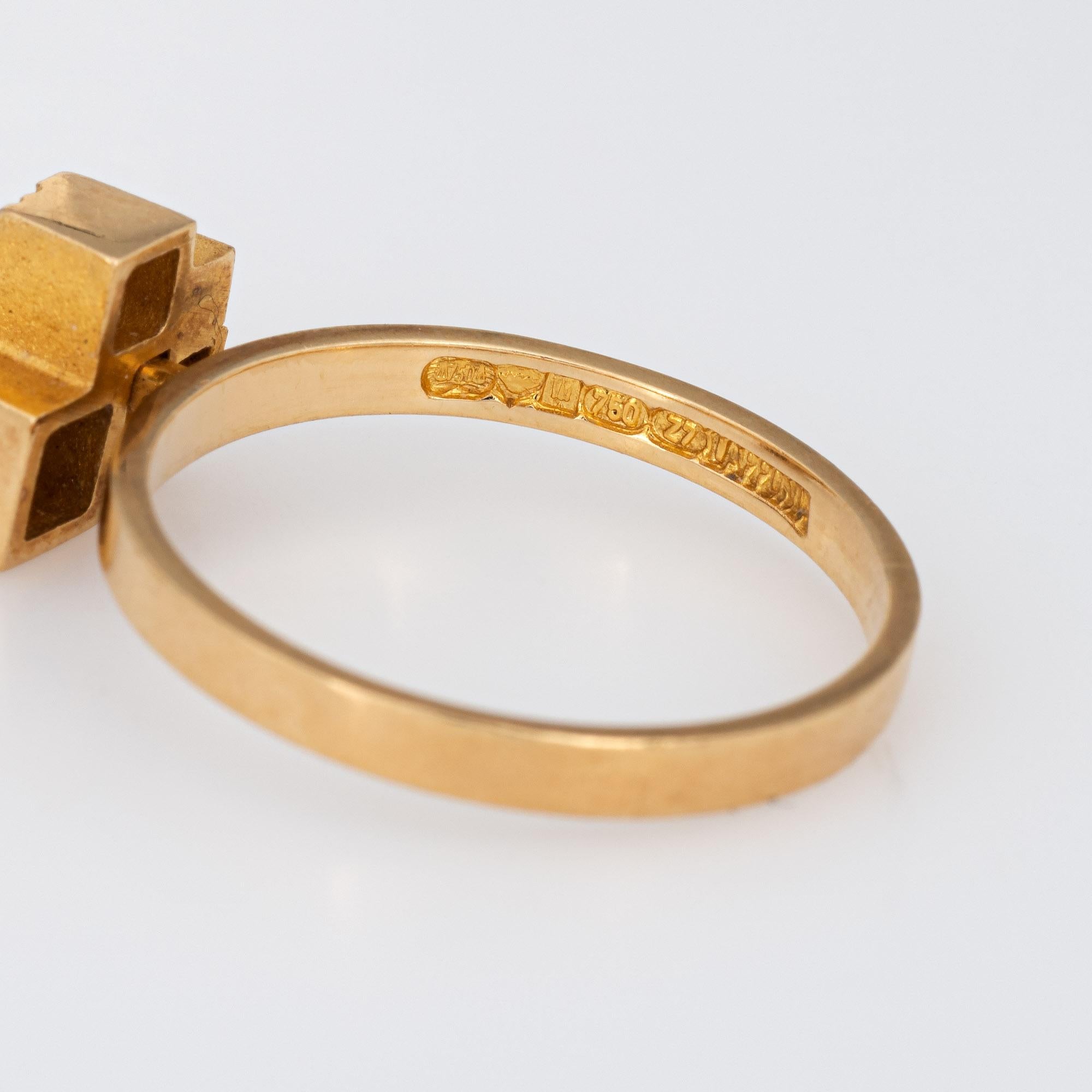 Lapponia Cube Ring Vintage 18k Yellow Gold Björn Weckström Finland Jewelry 6.25 In Good Condition For Sale In Torrance, CA