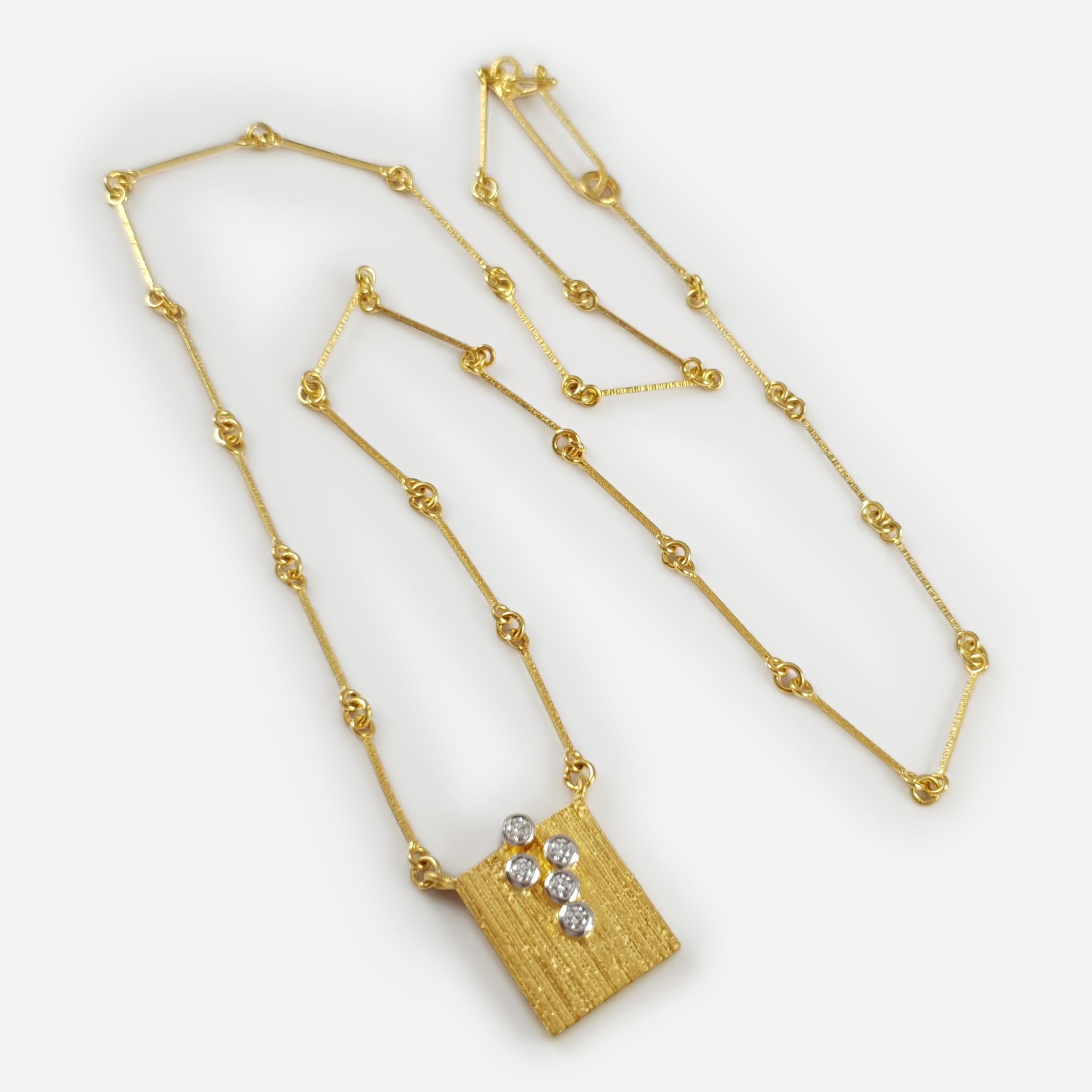 Modern Lapponia Finland 18 Karat Gold and Diamond Necklace