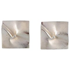 Lapponia, Finland, a Pair of Modernist Earrings in Sterling Silver, Dated 1997