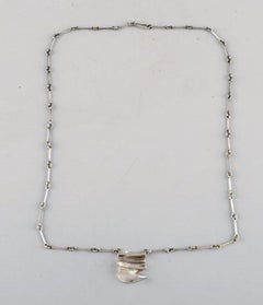Lapponia, Finland, Modernist Necklace in Sterling Silver with Pendant