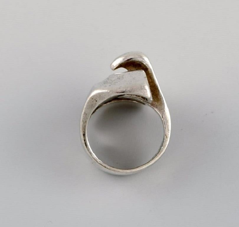 Lapponia, Finland, Modernist Ring in Sterling Silver, 1970s-1980s 1