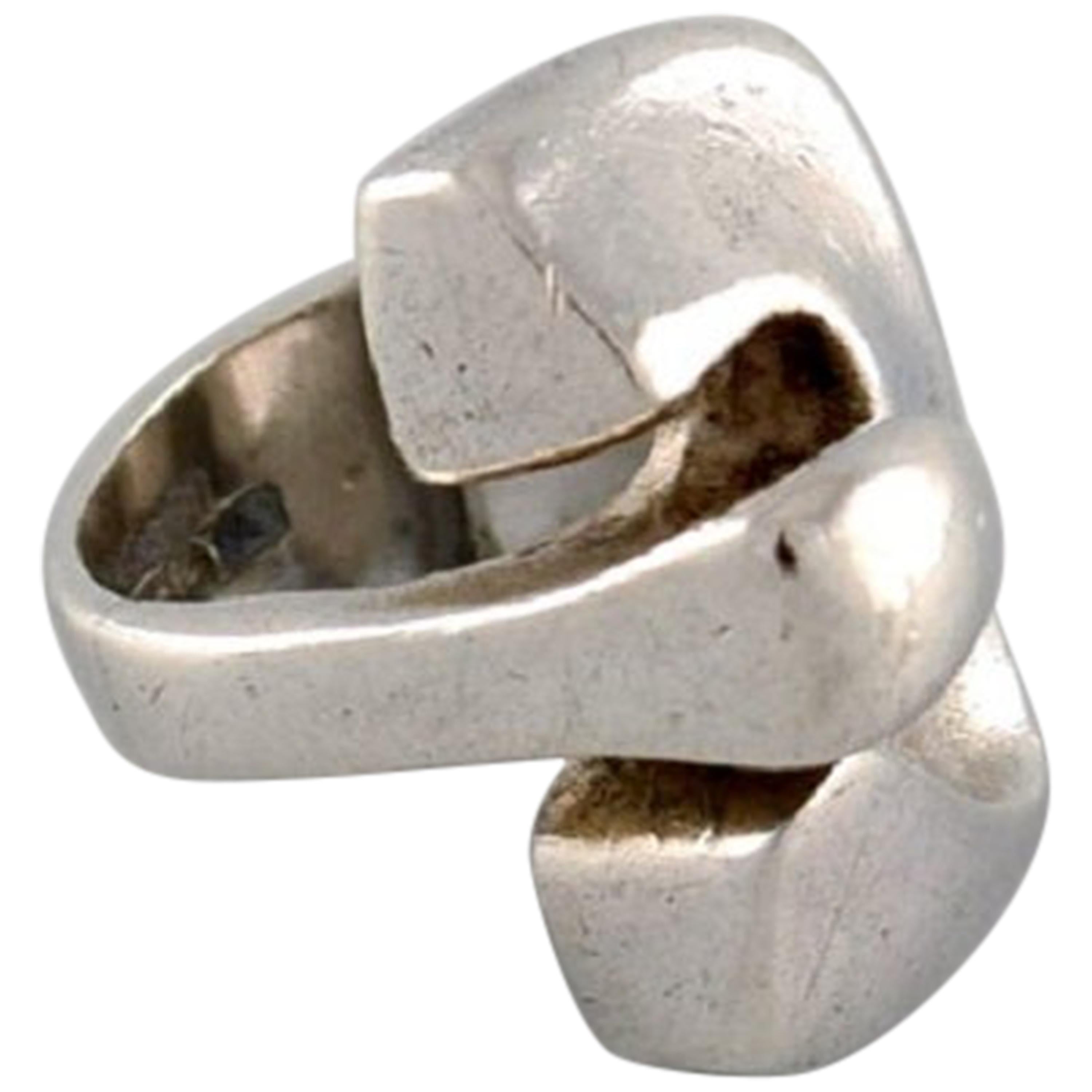 Lapponia, Finland, Modernist Ring in Sterling Silver, 1970s-1980s