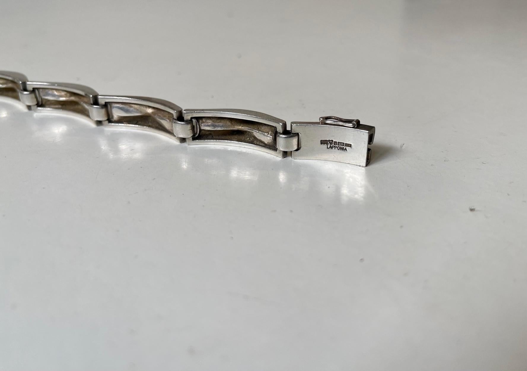 Lapponia Modernist Silver Bracelet by Björn Weckström, Finland 1970s In Good Condition For Sale In Esbjerg, DK