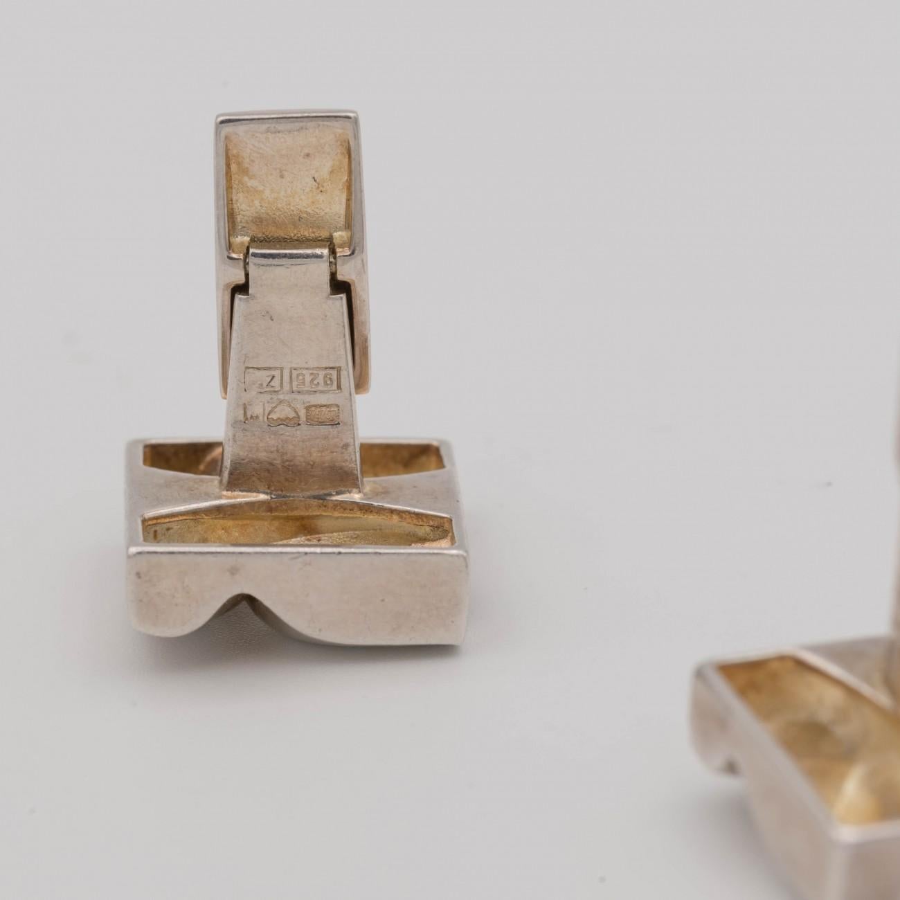 Lapponia Silver Cufflinks by Bjorn Weckstrom, Dated 1975 1