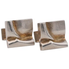 Vintage Lapponia Silver Cufflinks by Bjorn Weckstrom, Dated 1975