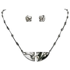 Vintage Lapponia Sterling Necklace and Earrings, Finland, circa 1978