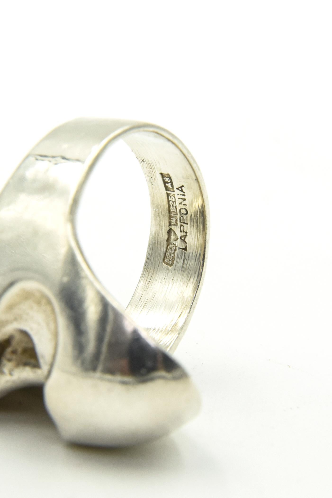 Lapponia Sterling Silver Abstract Ring by Björn Weckström For Sale 3