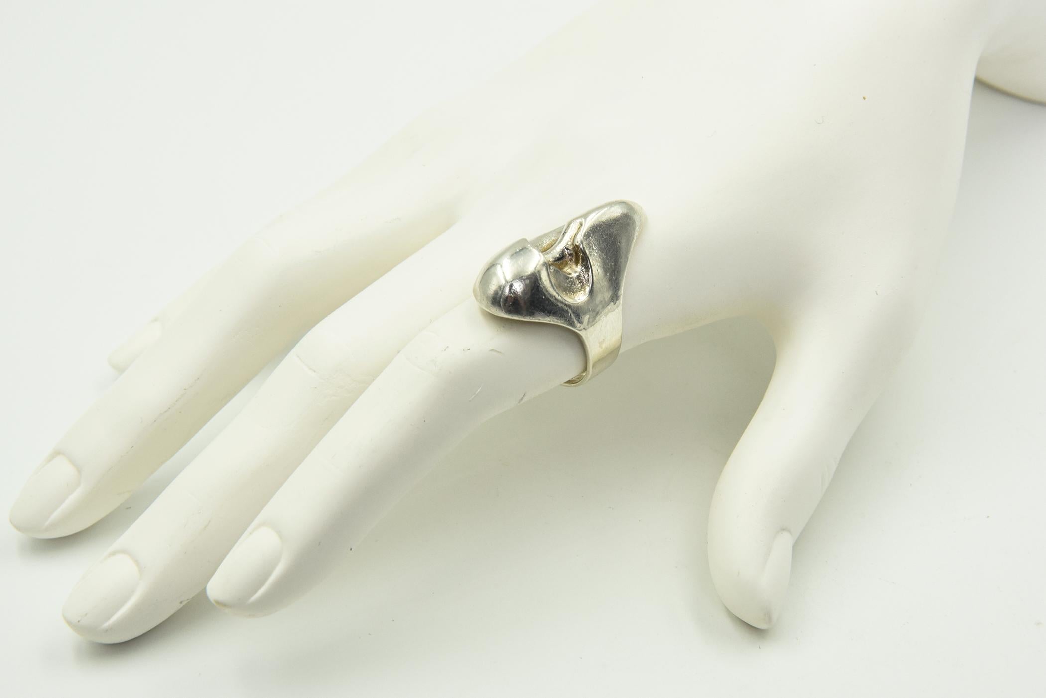 Lapponia Sterling Silver Abstract Ring by Björn Weckström For Sale 4