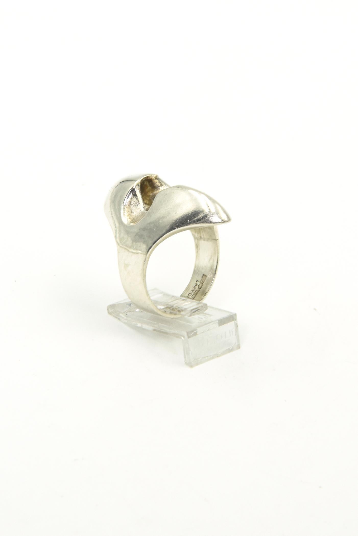 Lapponia Sterling Silver Abstract Ring by Björn Weckström In Good Condition For Sale In Miami Beach, FL