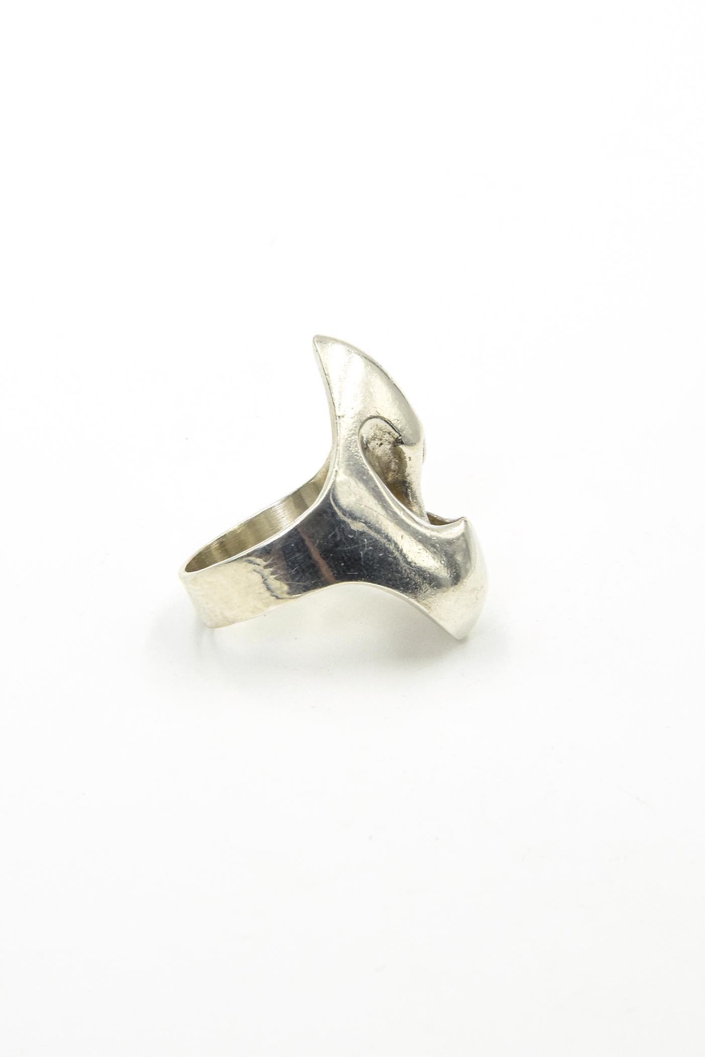 Lapponia Sterling Silver Abstract Ring by Björn Weckström For Sale 1