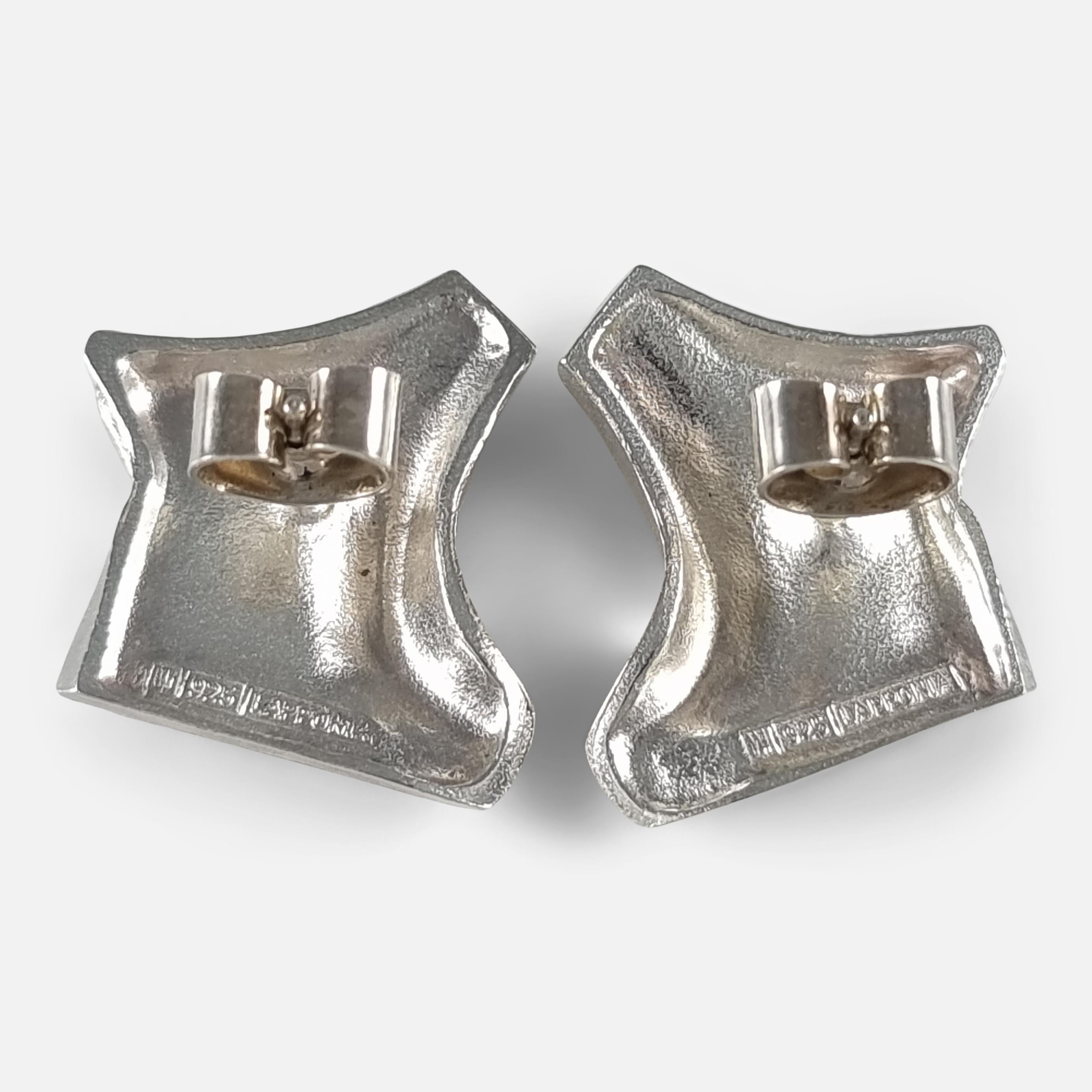 Modern Lapponia Sterling Silver Earrings Designed by Björn Weckström For Sale