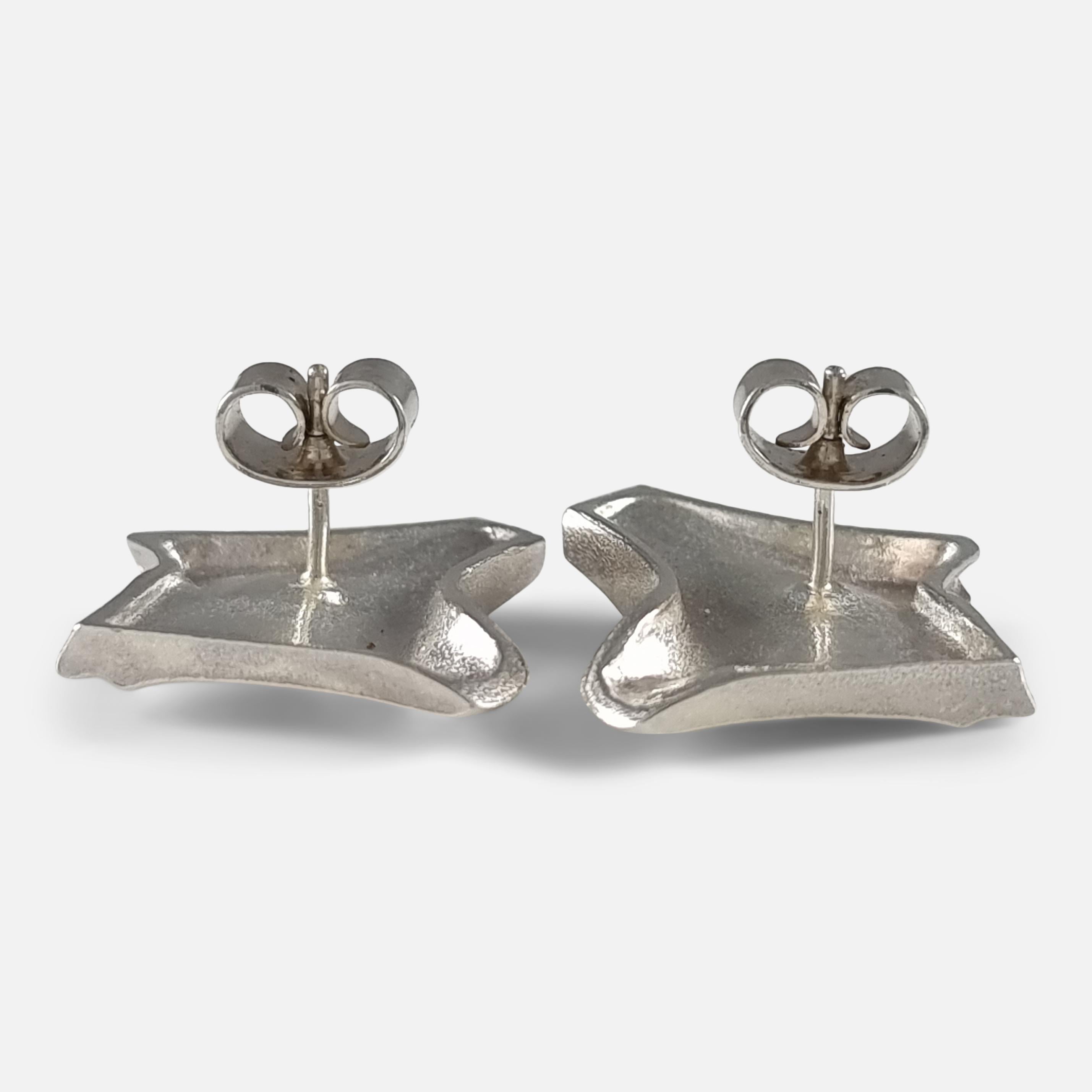 Women's or Men's Lapponia Sterling Silver Earrings Designed by Björn Weckström For Sale