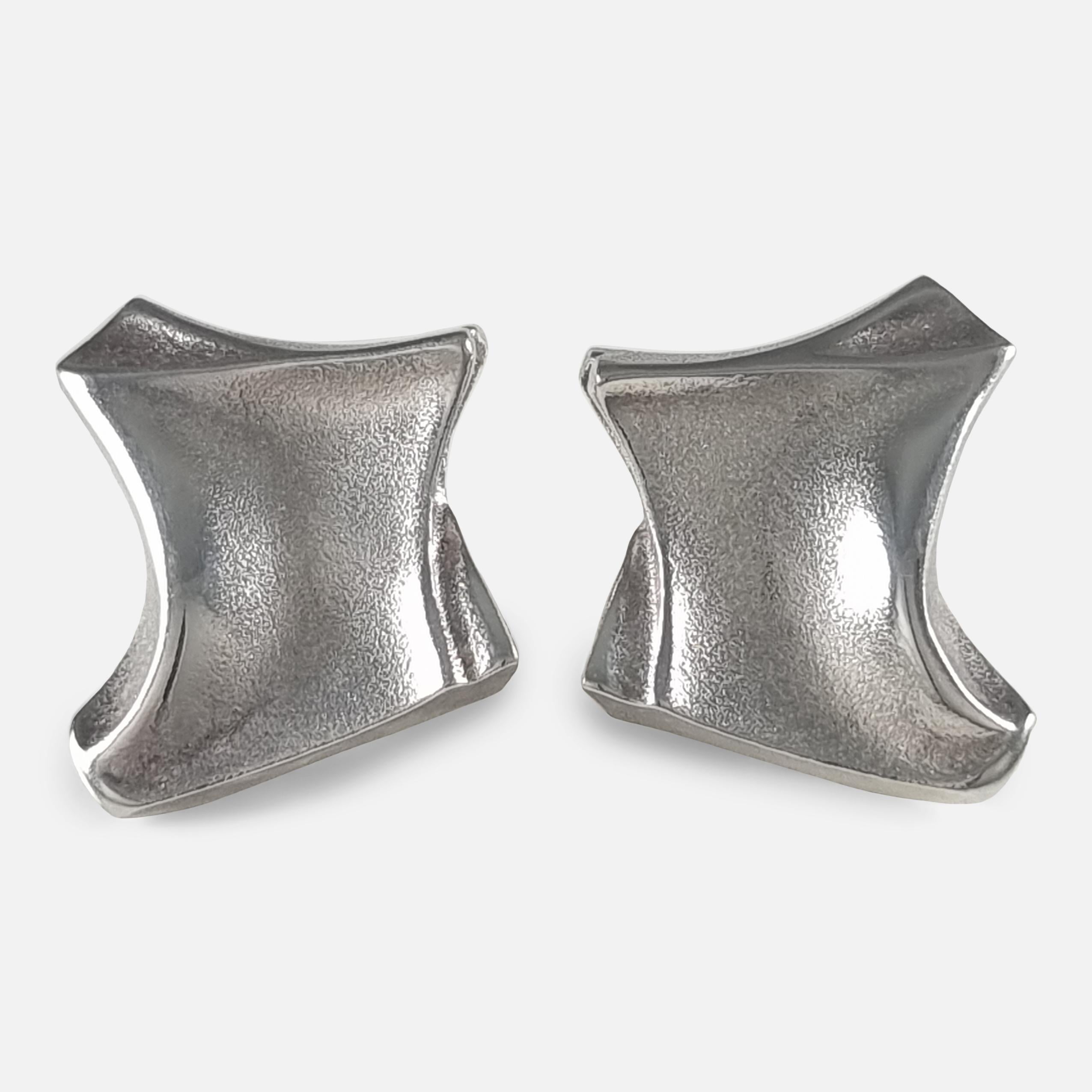 Lapponia Sterling Silver Earrings Designed by Björn Weckström For Sale 2