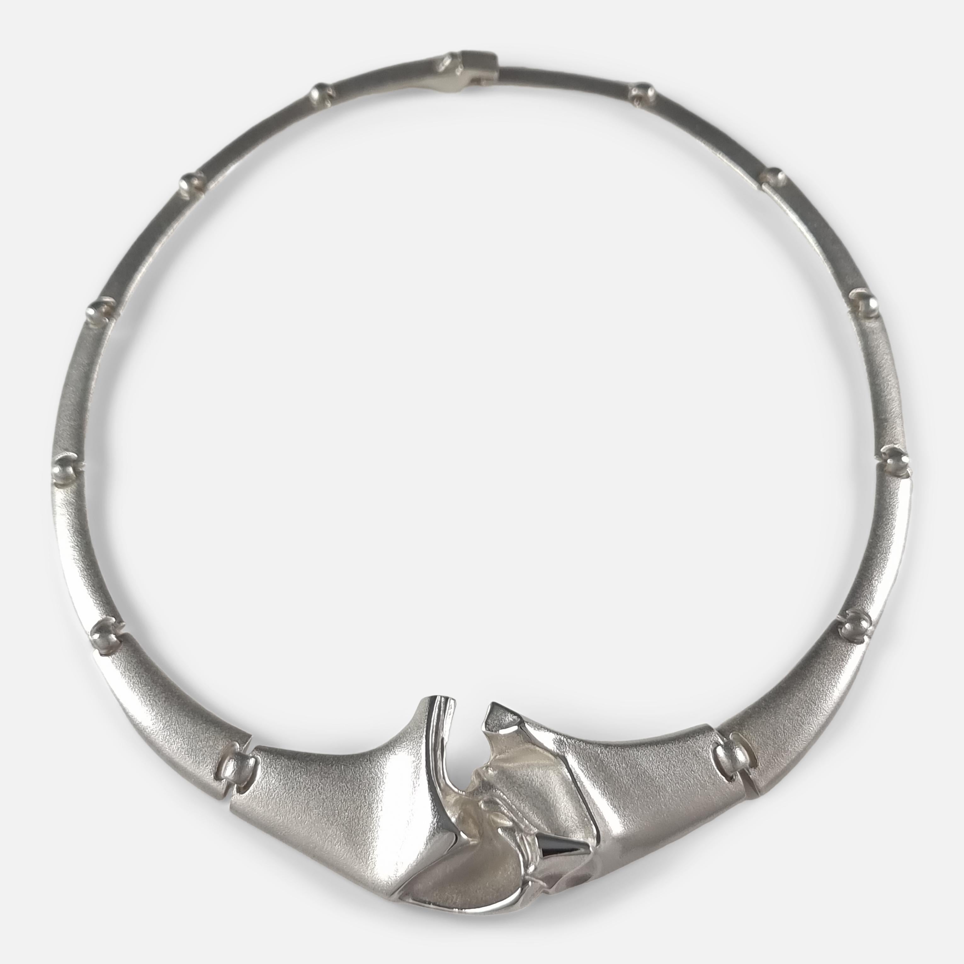 A sterling silver necklace designed by Björn Weckström for Lapponia.

Hallmarked with the Lapponia makers mark, Common Control Mark '925' to denote sterling silver, Finnish nation mark, and date code is rubbed.

Period: - Late 20th Century.

Maker: