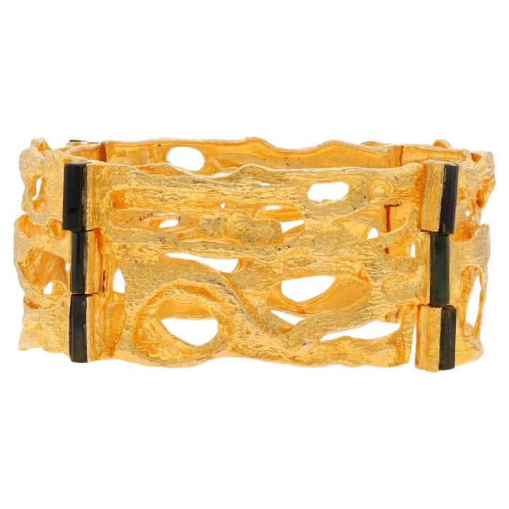 Lapponia Tourmaline Panel Link Bracelet 7 1/4" Yellow Gold 18k Rough Cut Finland