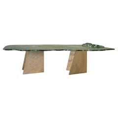 Lapponio Dining Table in Green Marble and Cast Brass, Made in Italy