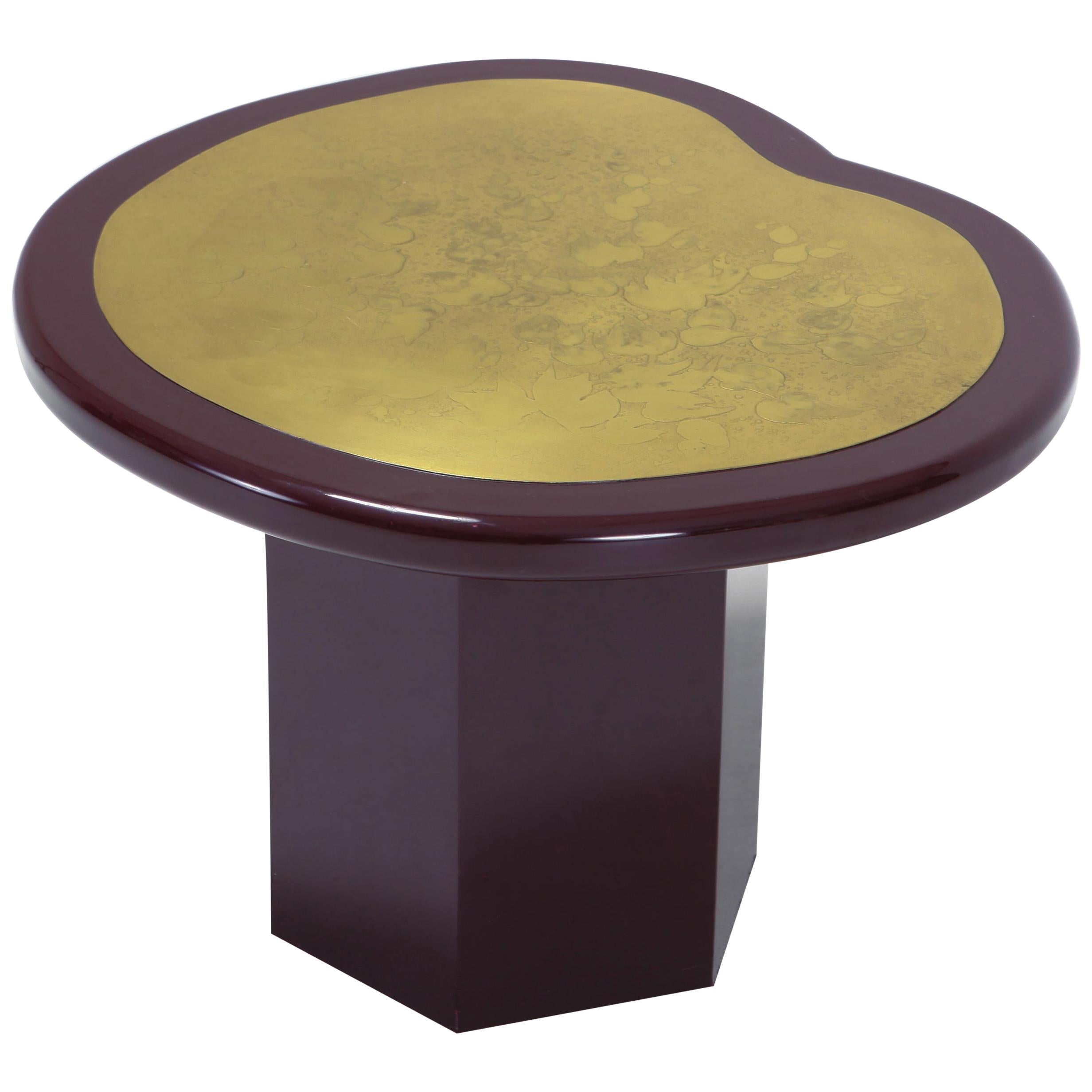 Lacquer and Brass Side Table, 1970s