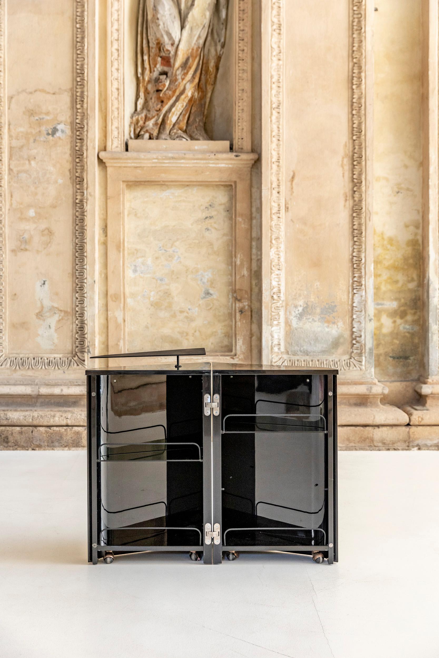 Italian Laquered Dry Bar Cabinet Attributed to Saporiti For Sale