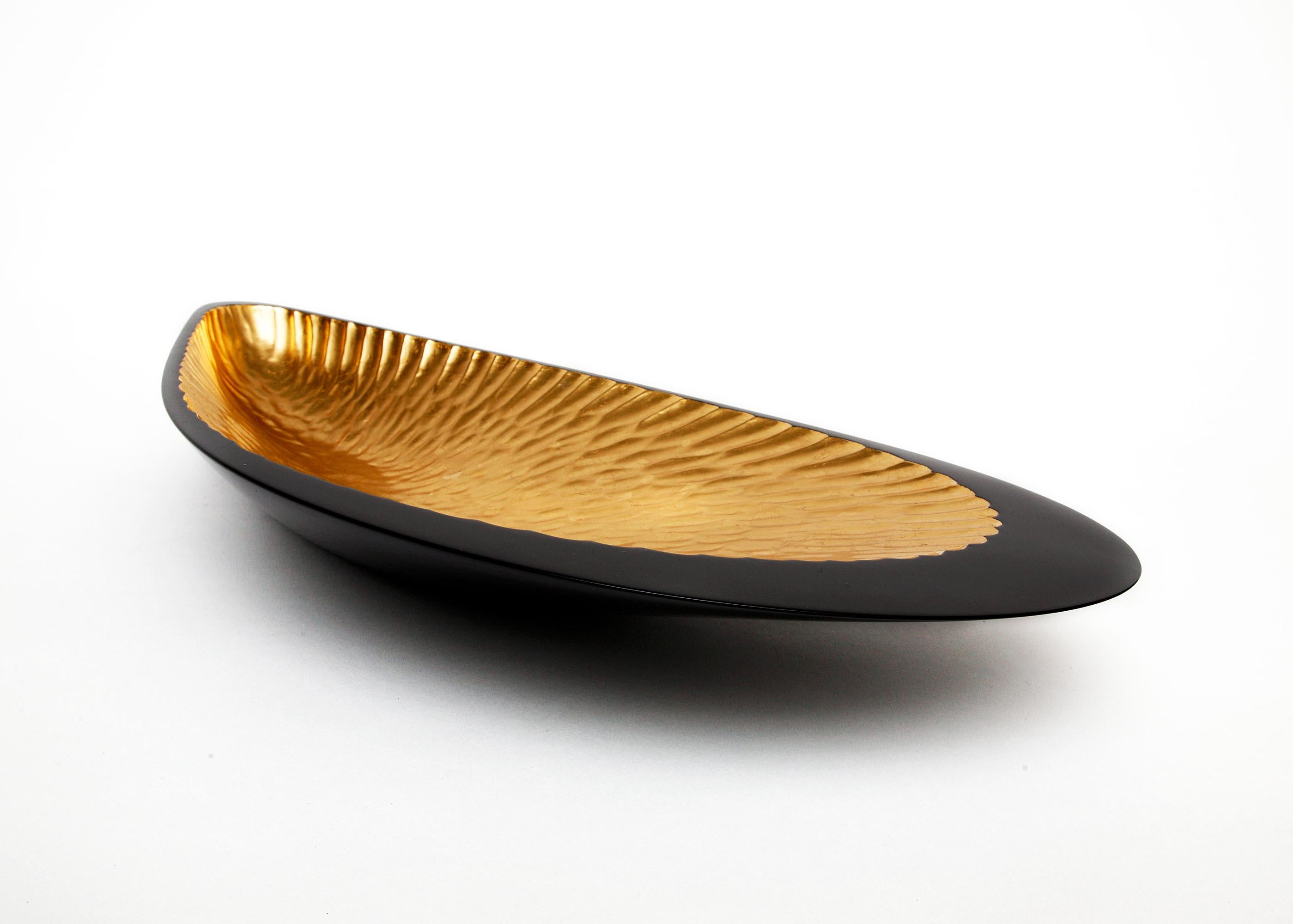 French Lacquered Wood and Gold Shell Sculpture, Mussel